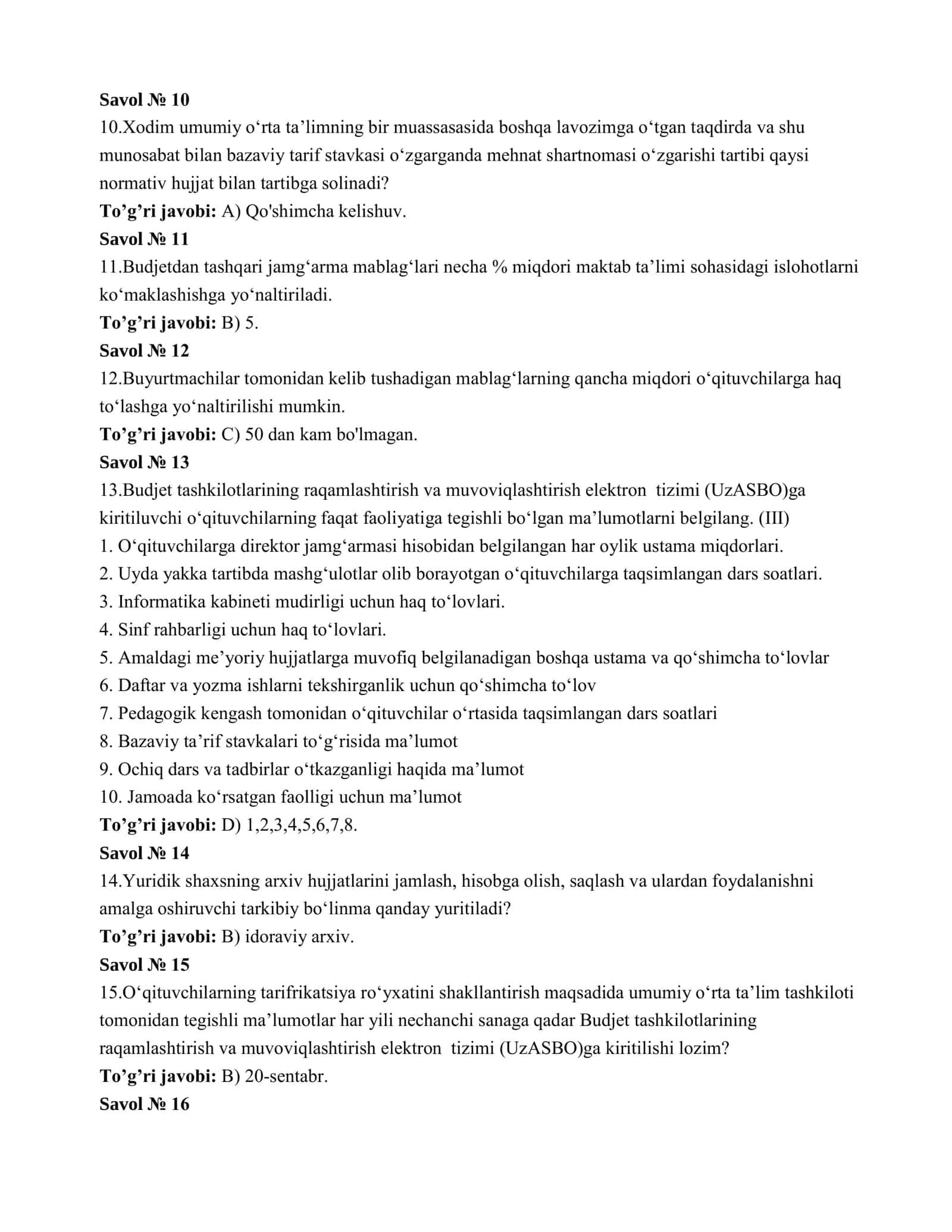 1-Тestlar menejerlik (Javoblari bilan) 2