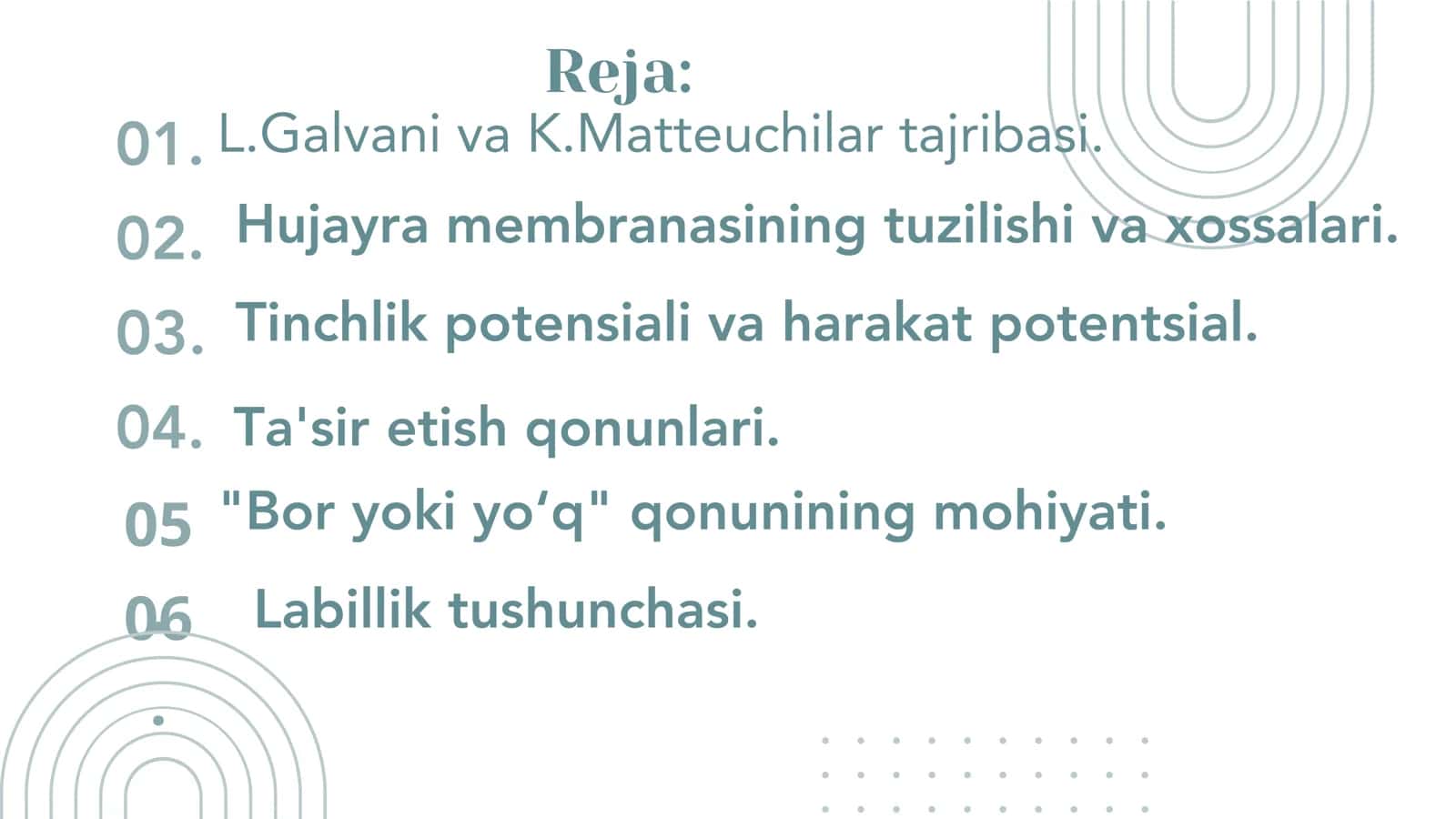 Qo‘zg‘aluvchan to‘qimalarda bioelektrik xodisalar. Ta'sirlash qonunlari tibbiyotda ahamiyati 2