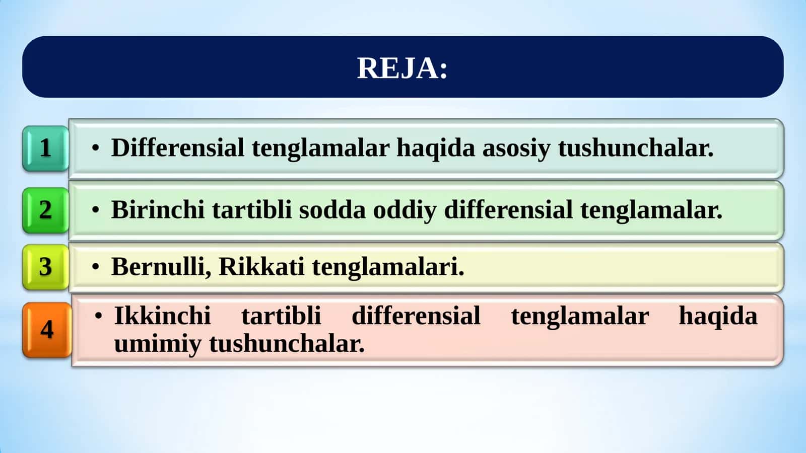 Amaliy matematika 2: Birinchi va ikkinchi tartibli differensial tenglamalar 2