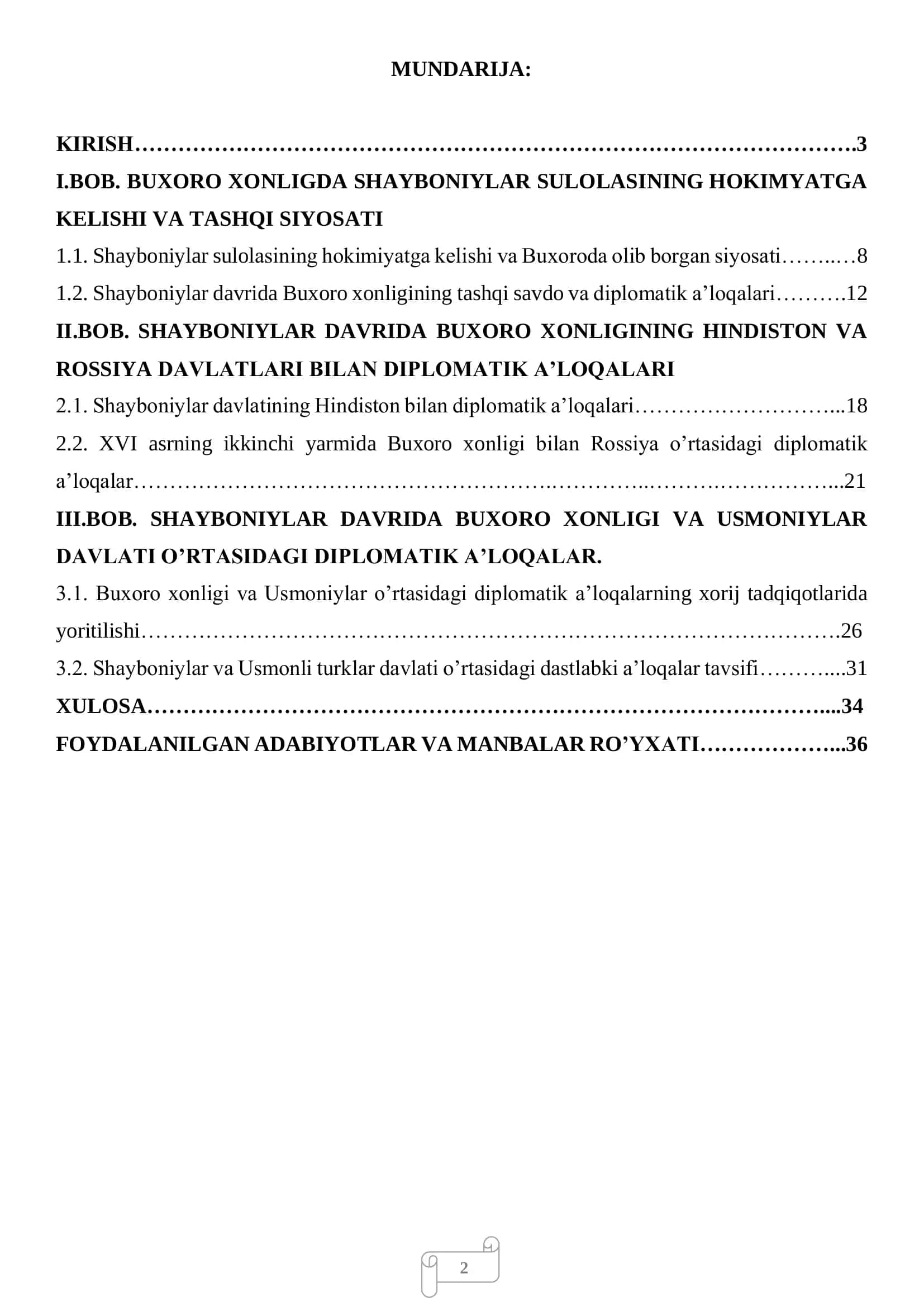 SHAYBONIYLAR DAVRIDA BUXORO XONLIGINING QO’SHNI DAVLATLAR BILAN MUNOSABATLARI 2