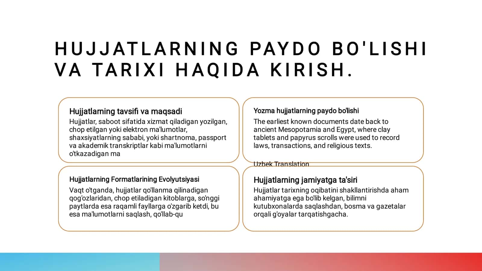 Hujjatlarning Paydo Bo'lishi va Tarixi 2