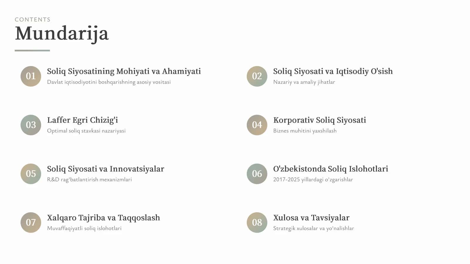 Soliq siyosati va Iqtisodiy o'sish - Taqdimot 2