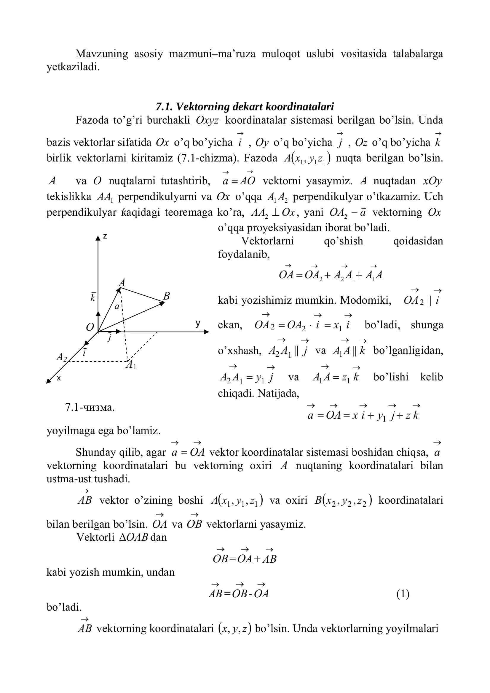 Oliy matematika: chiziqli bog‘liq vektorlar va skalyar ko‘paytma (PDF) 2