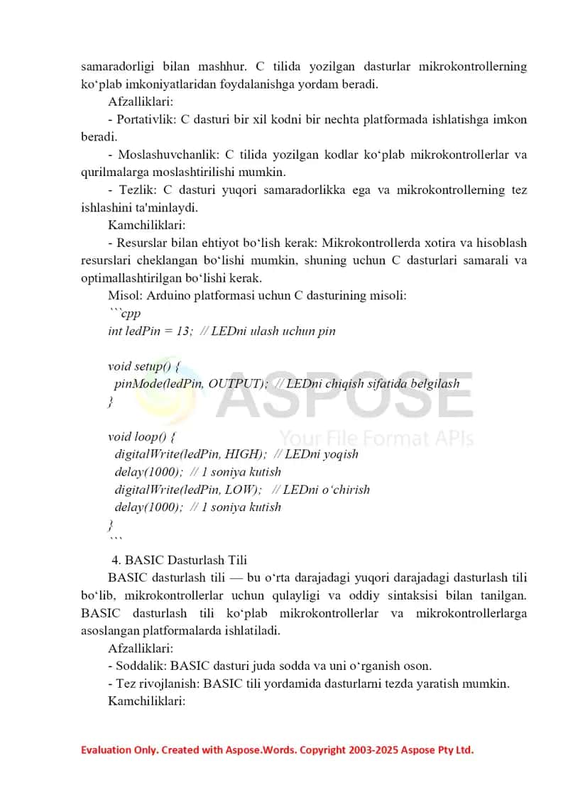 Mikrokontrollerlarni matnli dasturlash: Assembler, C, BASIC va PASKAL tillari va ularning imkoniyatlari 2