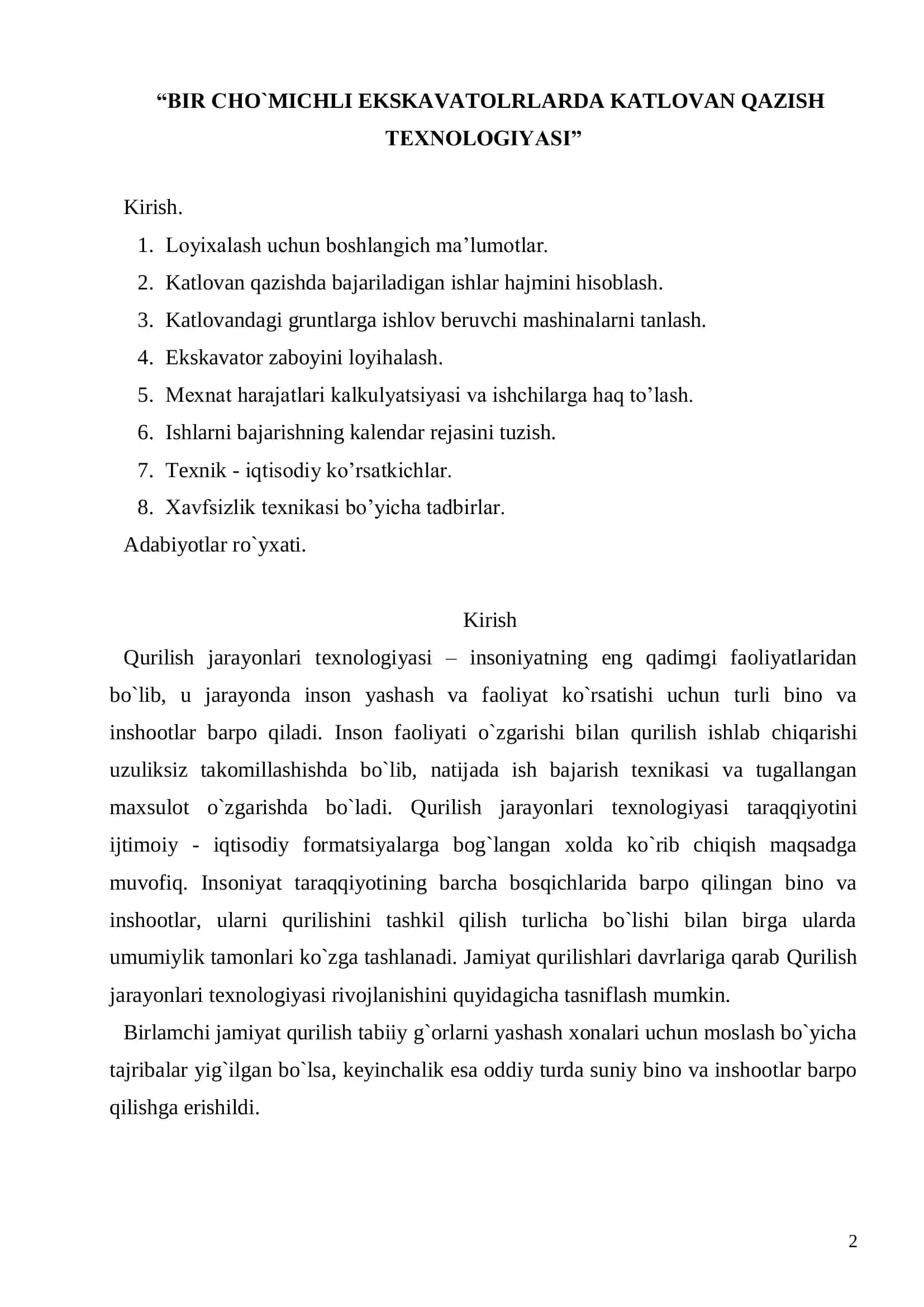 BIR CHO`MICHLI EKSKAVATOLRLARDA KATLOVAN QAZISH TEXNOLOGIYASI 2