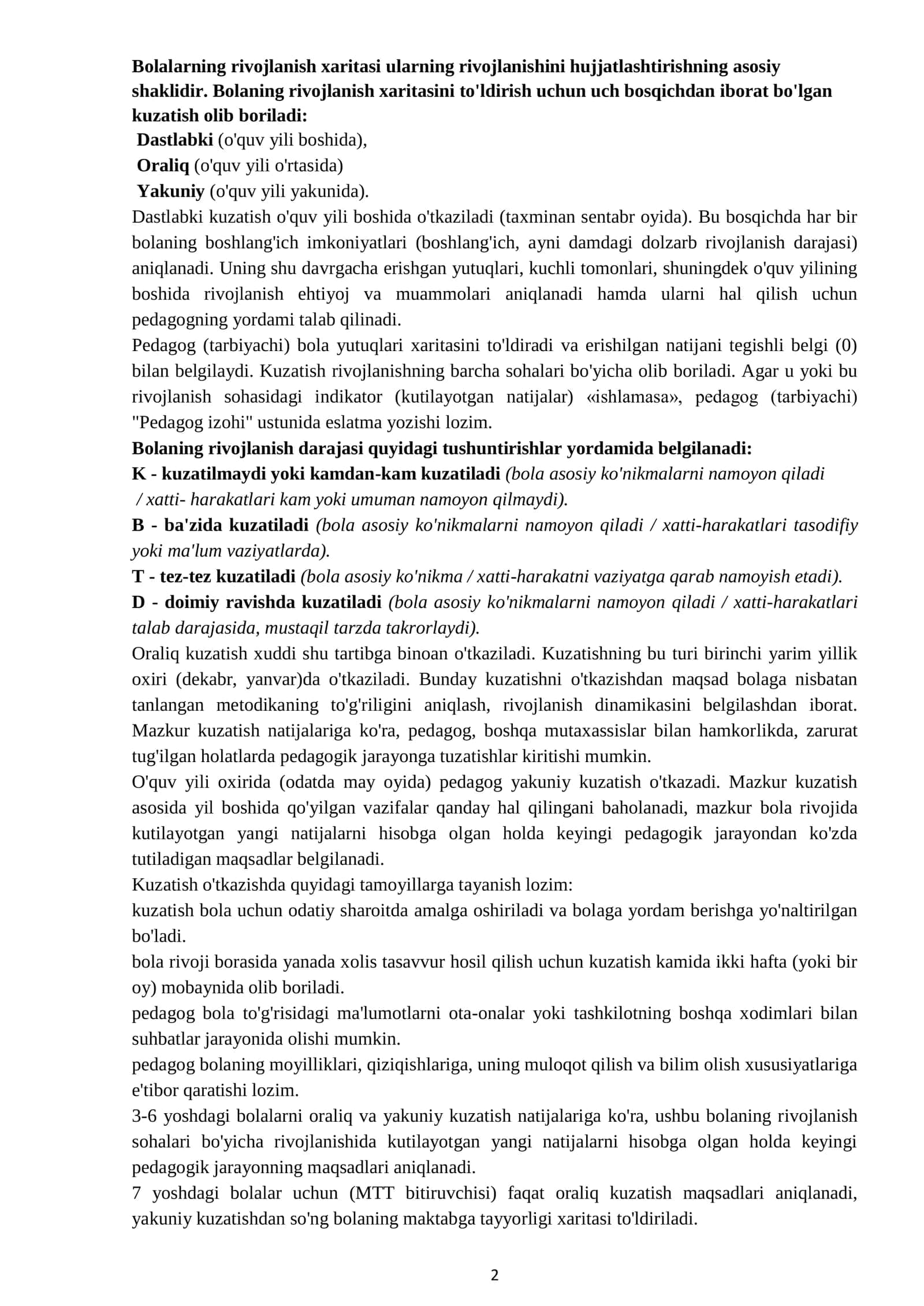 Bolalarning rivojlanish xaritasi 3-7 YOSHGACHA 2