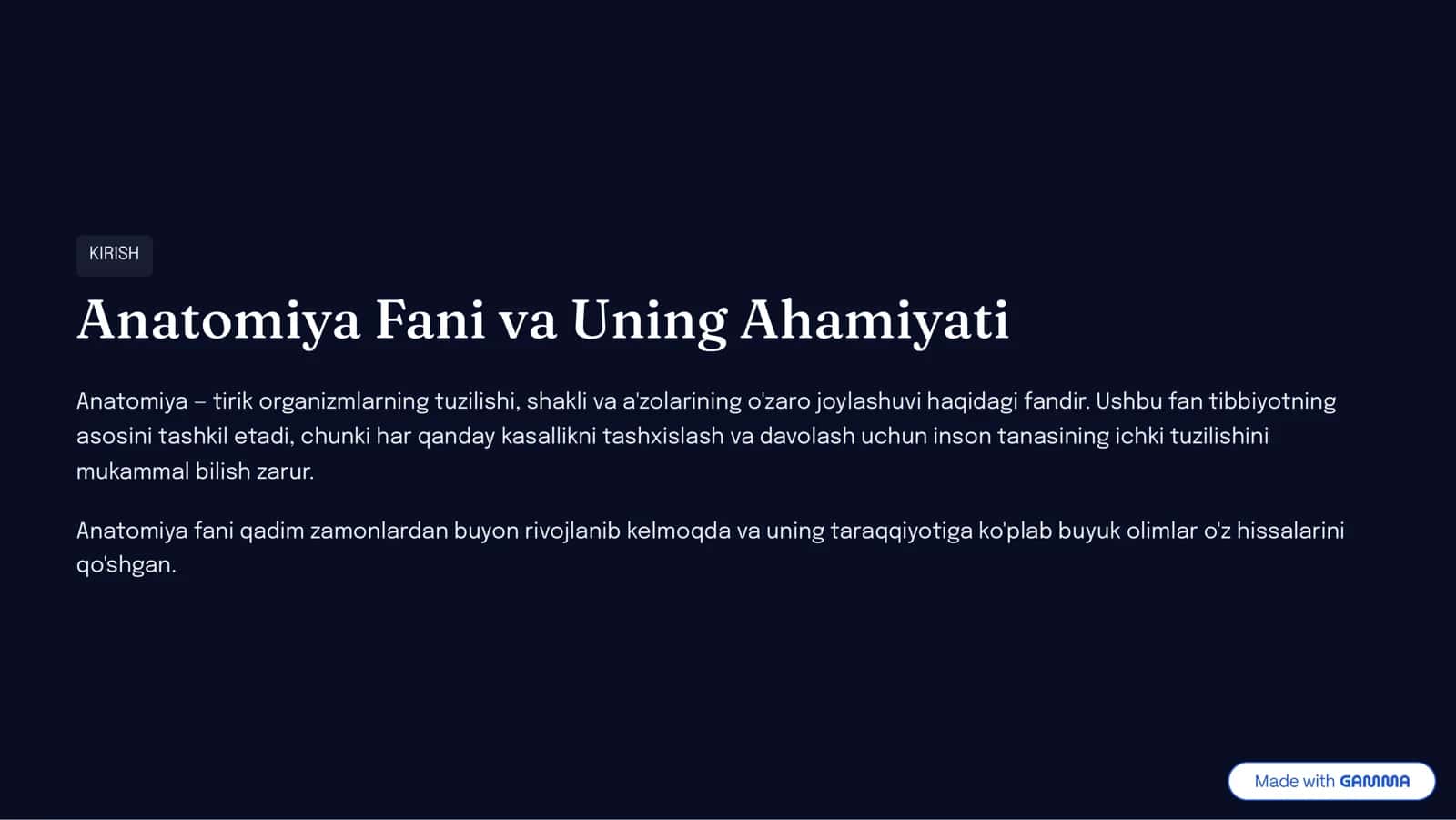 Anatomiya Fani va Uning Ahamiyati 2