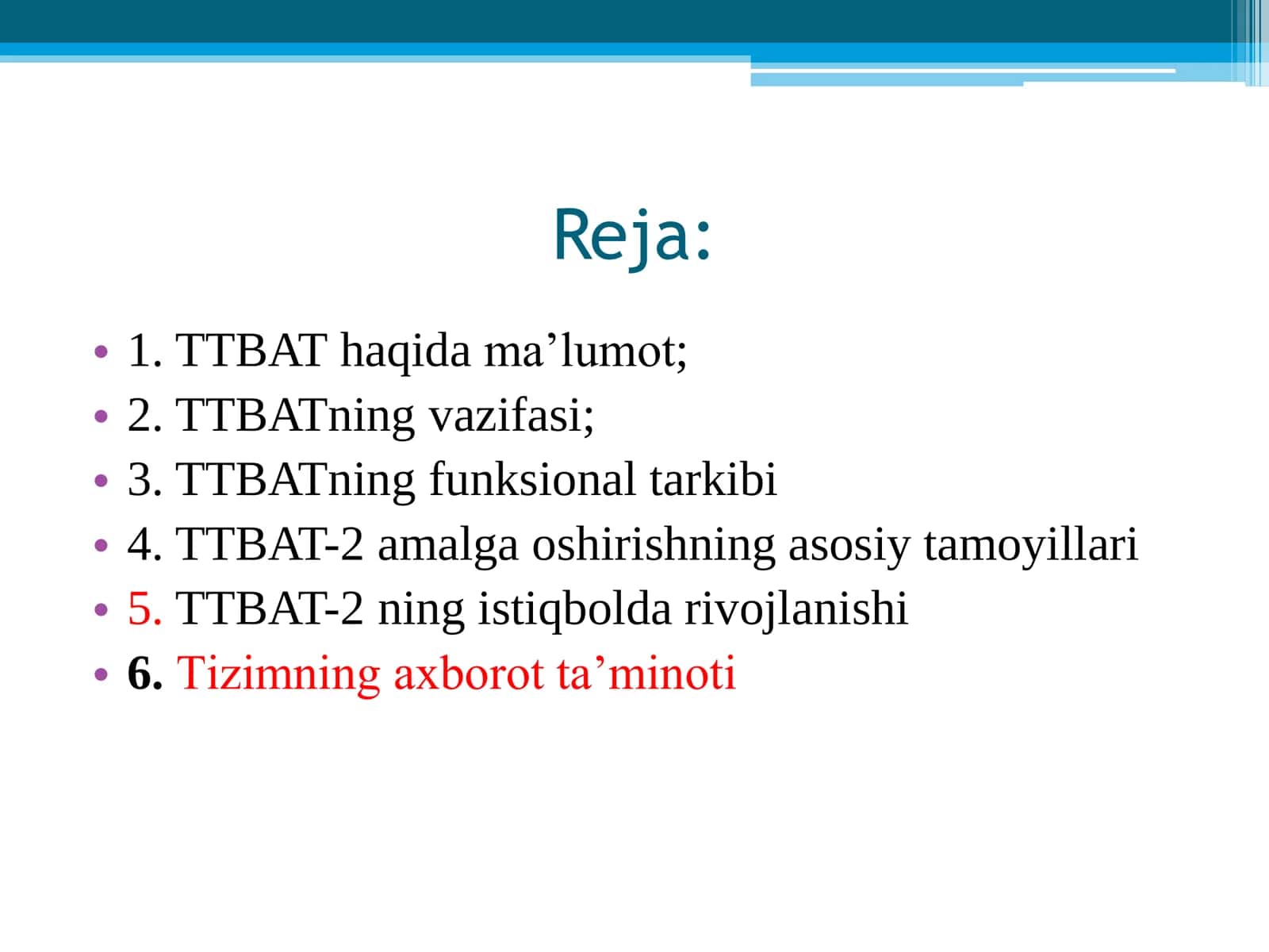 Таshishlаrni tezkоr bоshqаrishning аvtоmаtlаshtirilgаn tizimi-2 (ТТBАТ) 2
