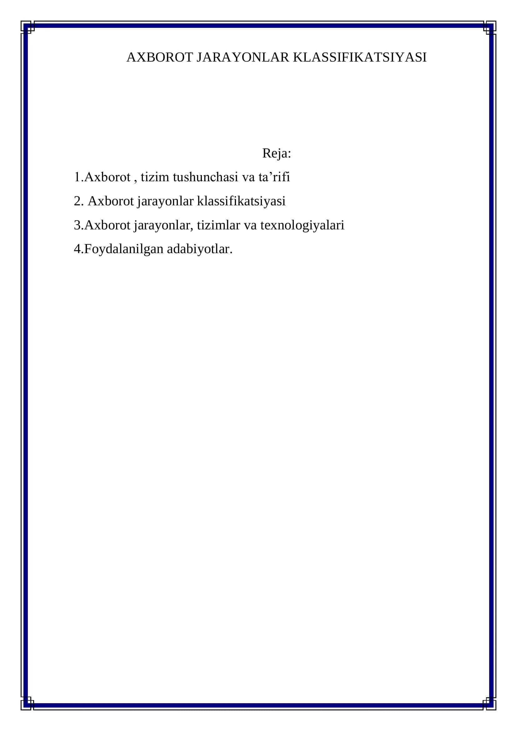 AXBOROT JARAYONLAR KLASSIFIKATSIYASI 2