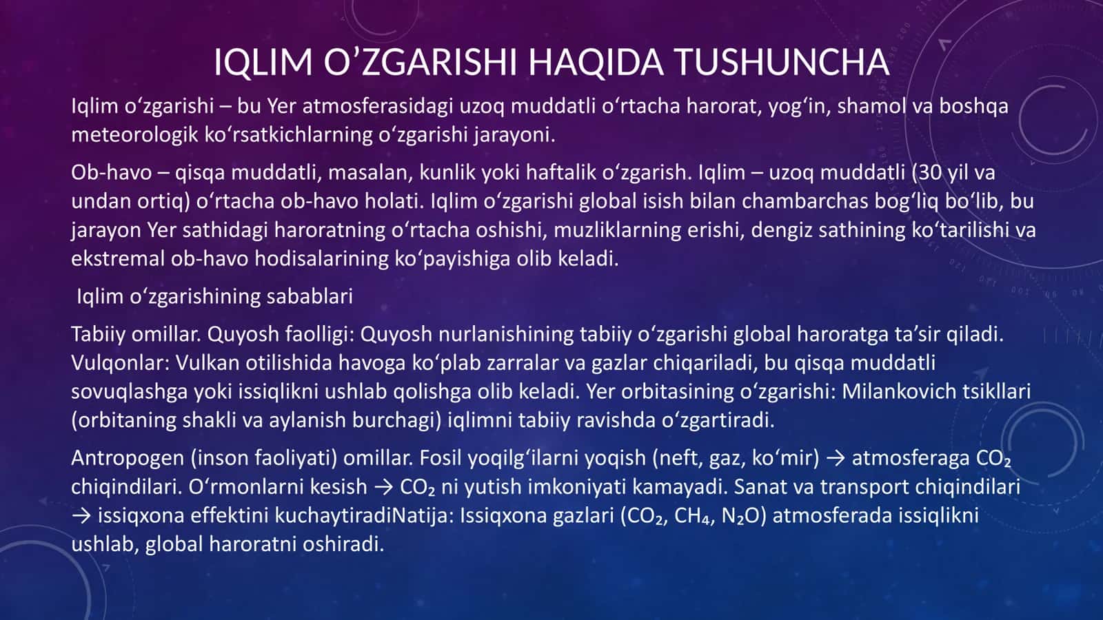 Iqlim o’zgarishlari 2