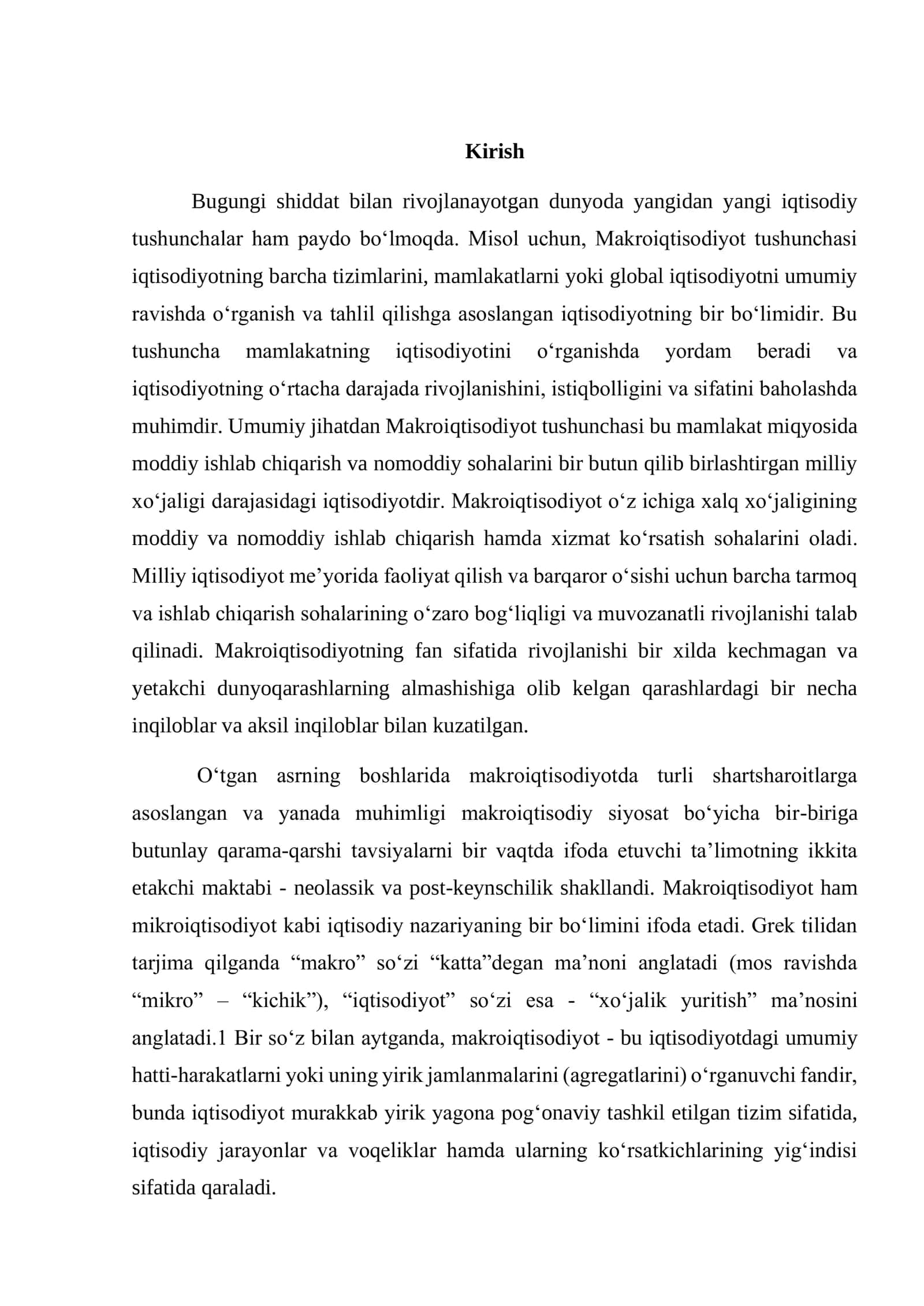 Makroiqtisodiy ko`rsatkichlar statistikasi 2