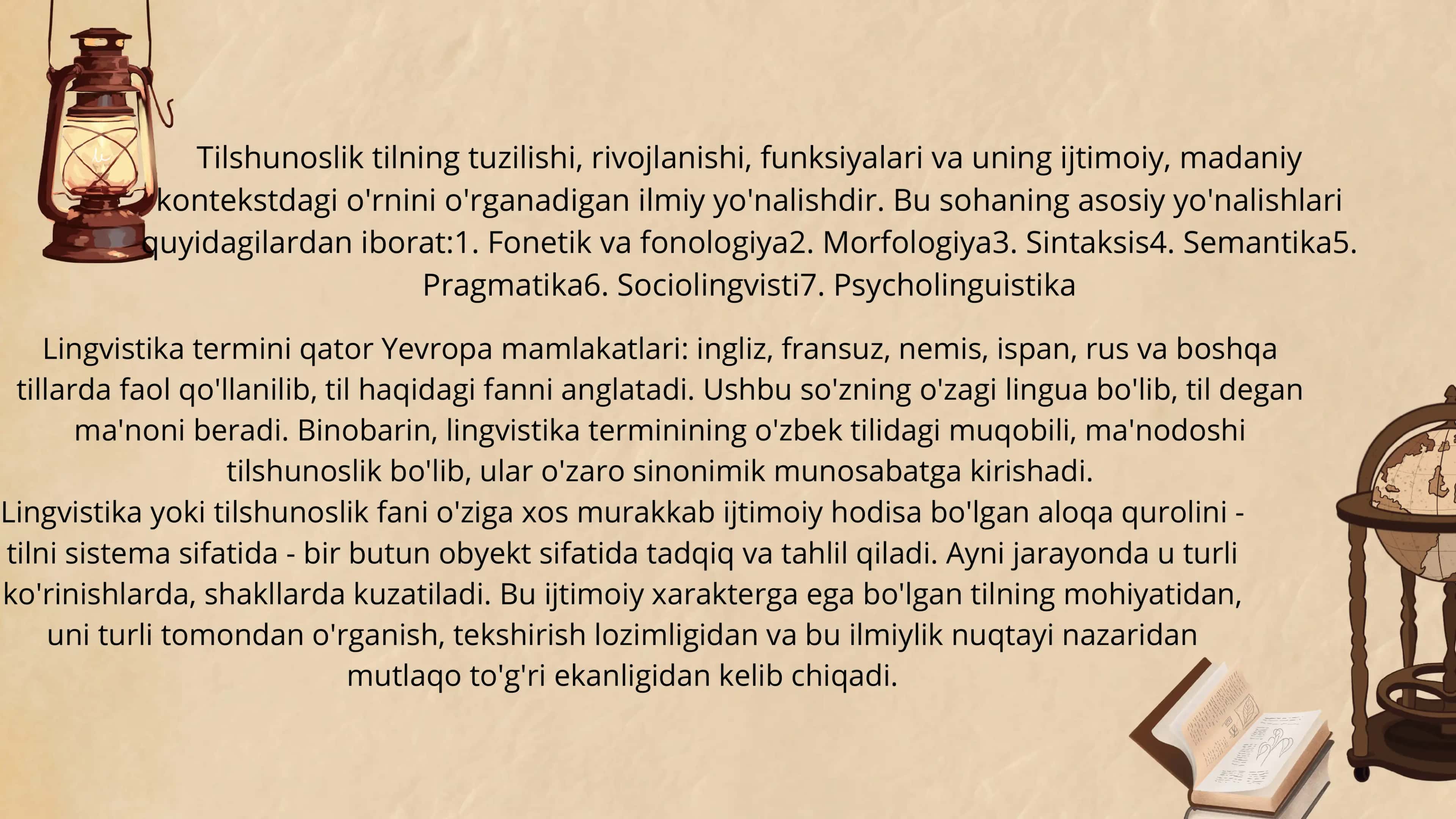 Tilshunoslikda zamonaviy yoʻnalishlarning tadbiq etilish masalalari 2