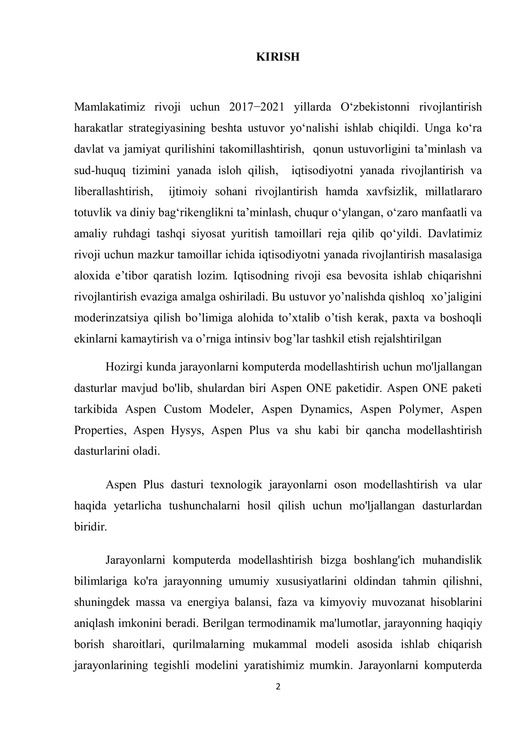 AZEOTROP ARALASHMALARNI AJRATISH JARAYONINI KOMPYUTER MODELLARI ORQALI TAHLIL QILISH 2