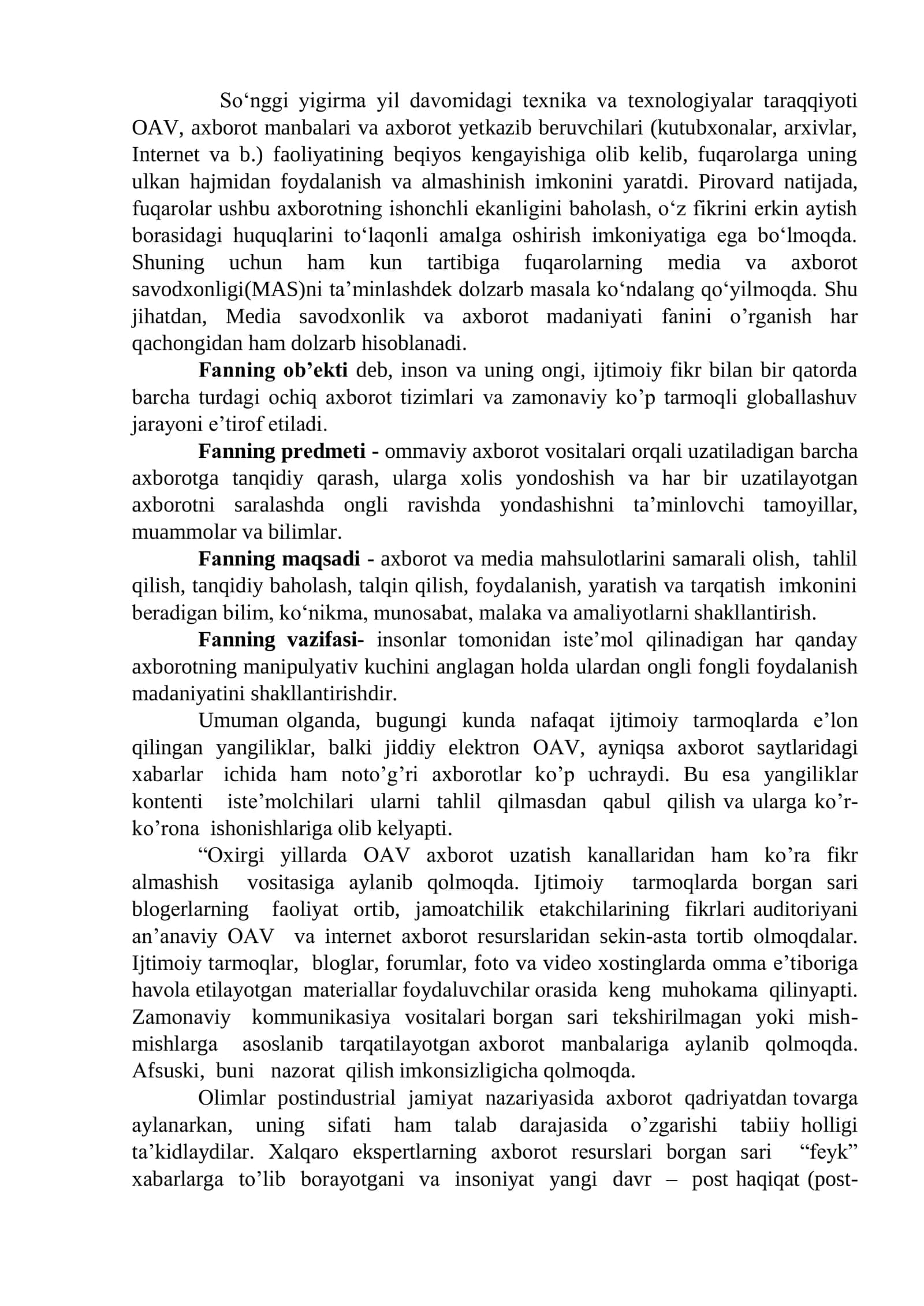 MEDIA SAVODXONLIK VA AXBOROT MADANIYATI EVOLYUSIYASI HAMDA JAMIYATDAGI AHAMIYATI 2