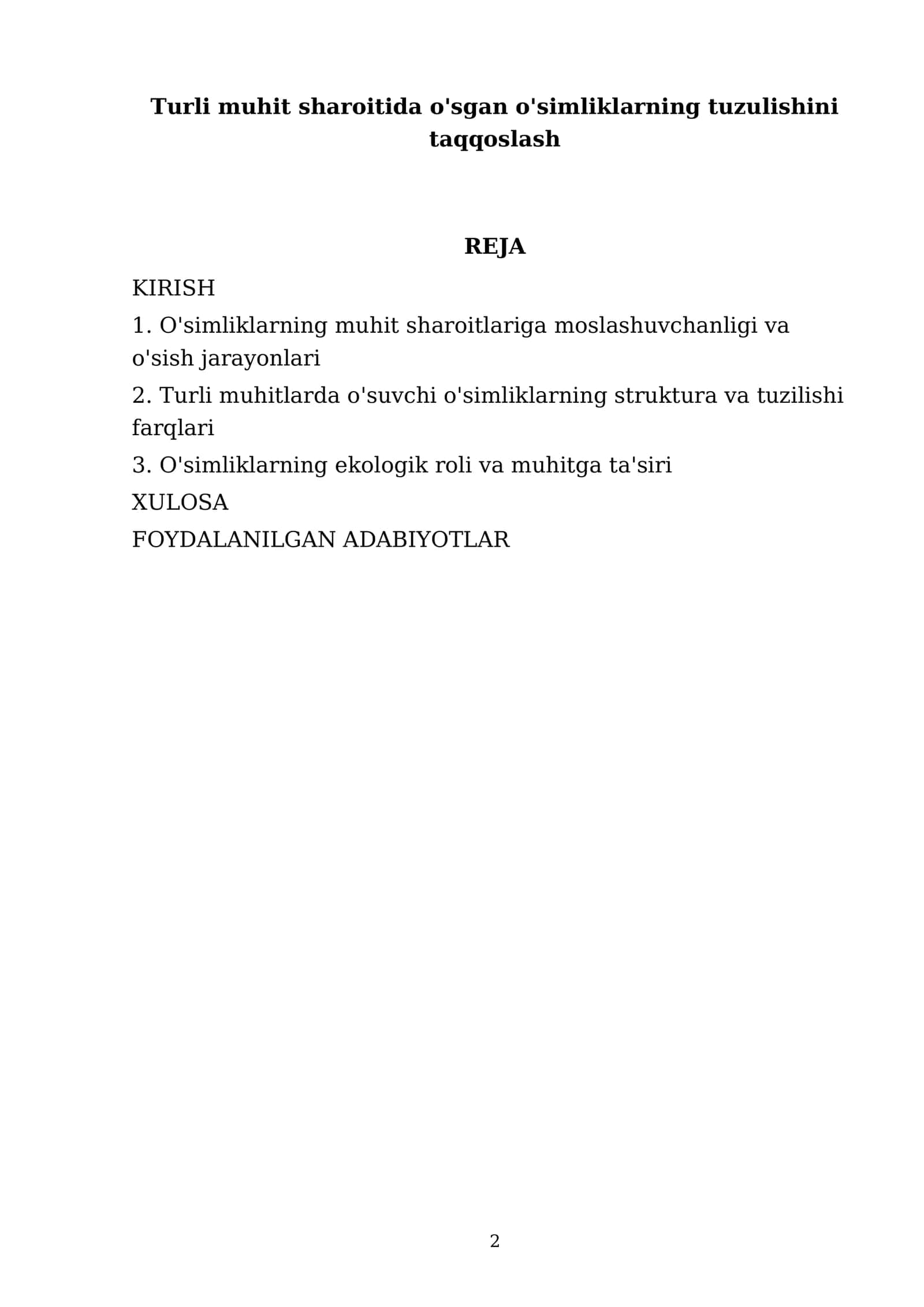 O'simliklarning tuzulishini taqqoslash 2