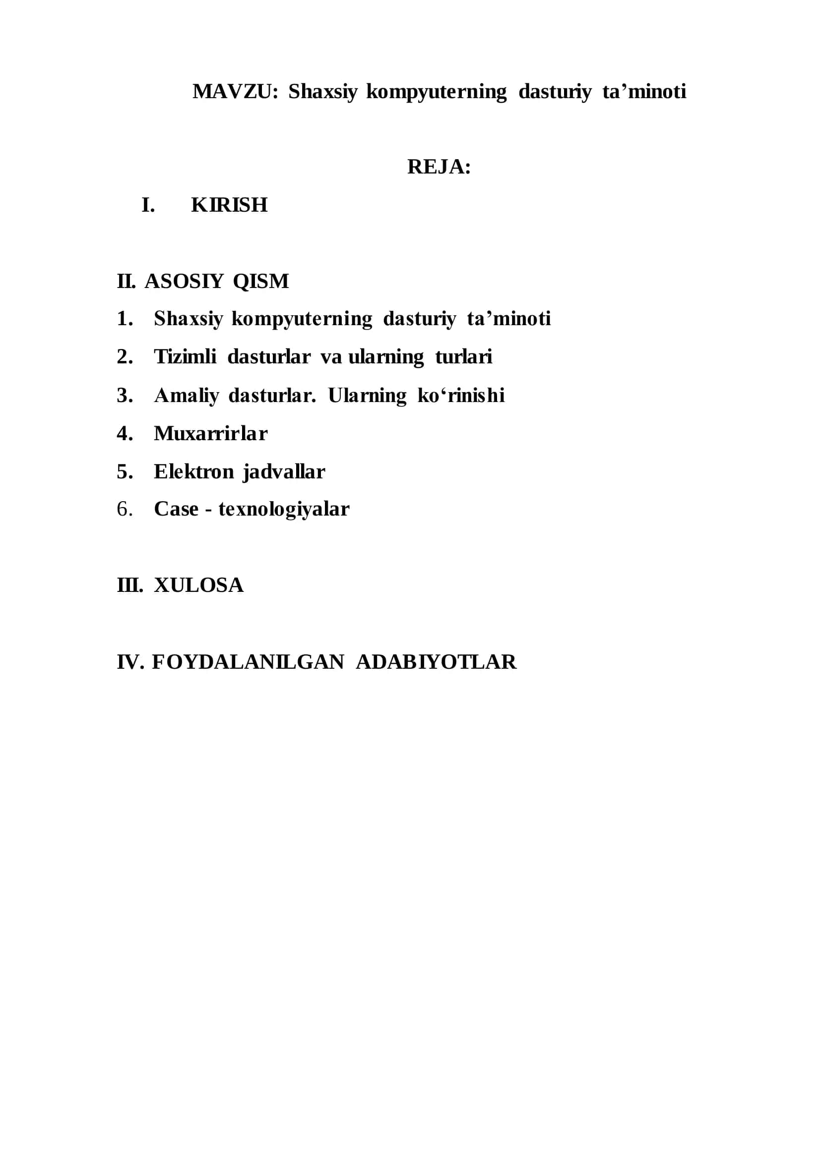 Shaxsiy kompyuterning dasturiy ta’minoti 2