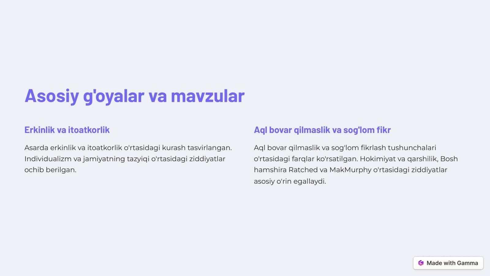 Asar "Kakku uyasi uzra parvoz" 2