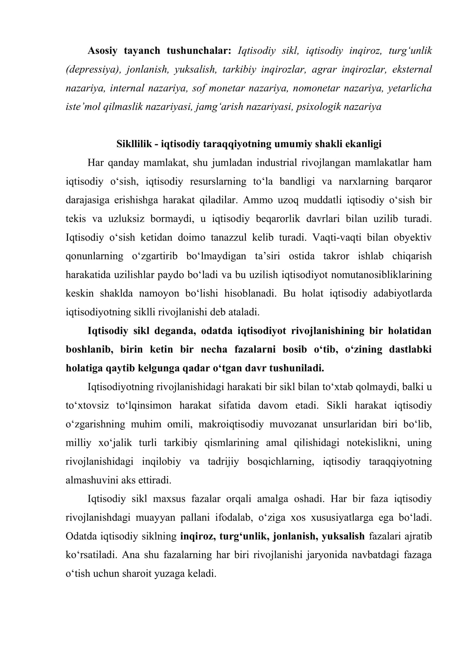 Iqtisodiy rivojlanishning sikllilik xarakteri 2