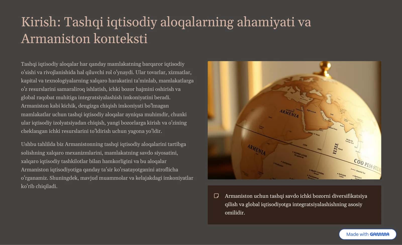 Armaniston misolida tashqi iqtisodiy aloqalarni xalqaro tartibga solish tahlili 2