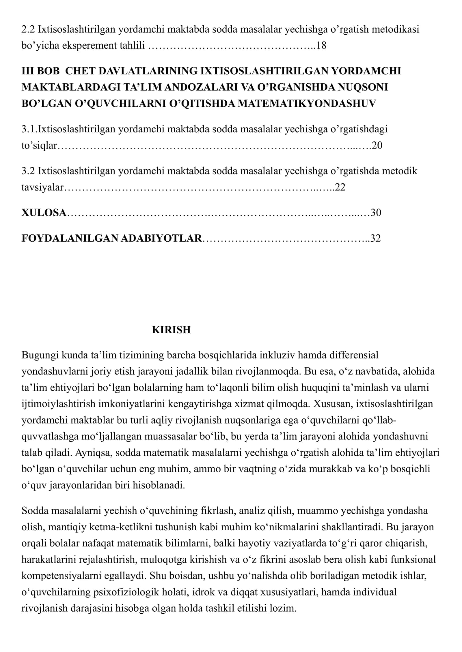 Ixtisoslashtirilgan yordamchi maktabda sodda masalalar yechishga o’rgatish metodikasi 2