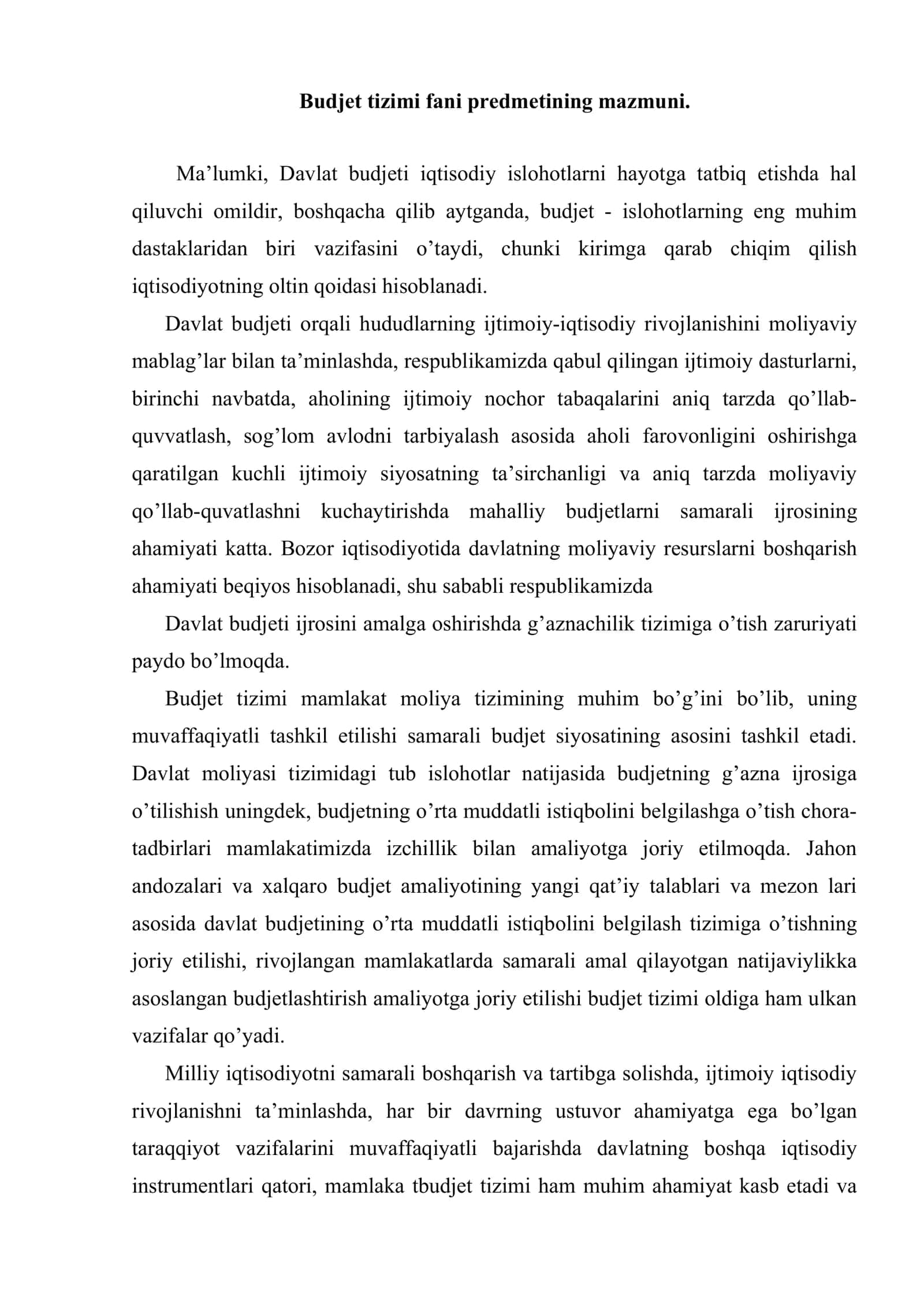 Budjet tizimi, uning me’yoriy-huquqiy asoslari 2