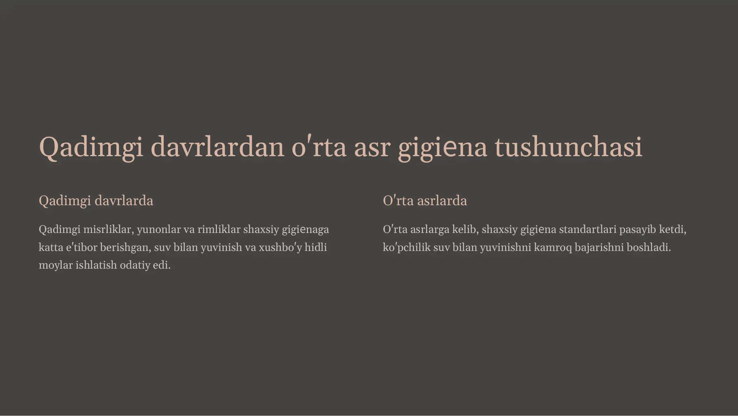 O'rta asr shaxsiy gigiyenasi 2