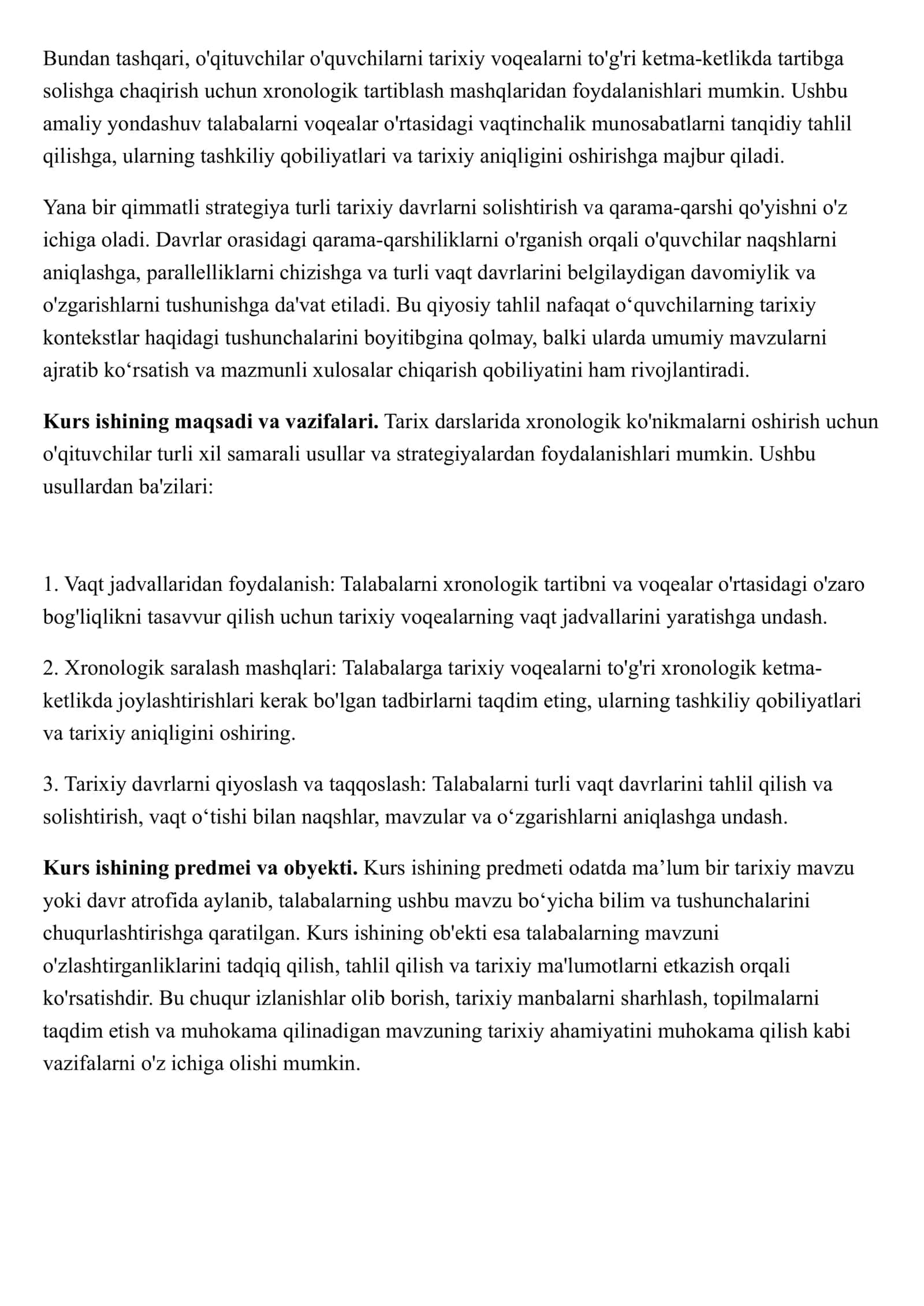 Tarix ta'limi sohasida xronologik ko'nikmalarni rivojlantirish 2