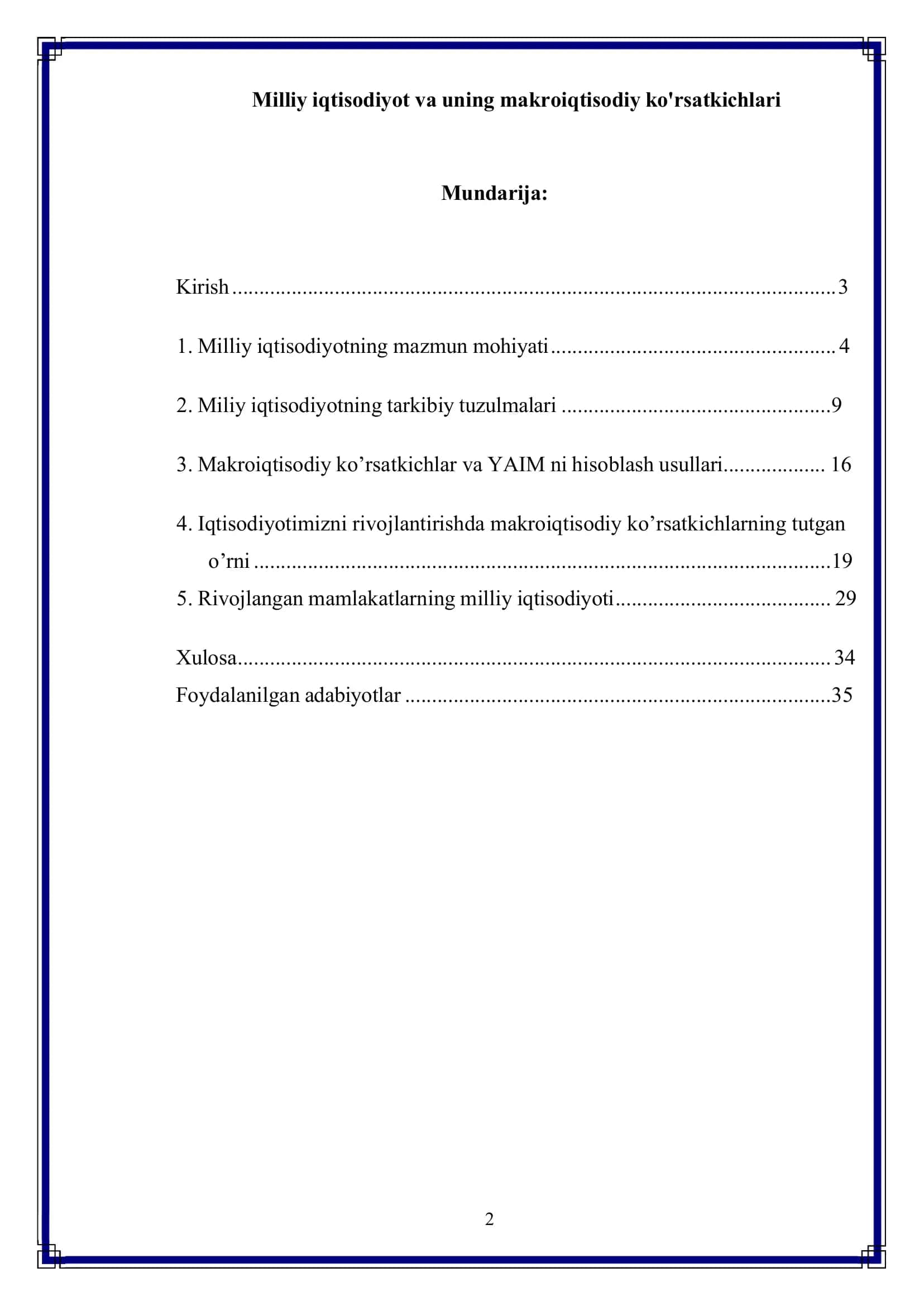 Milliy iqtisodiyot va uning makroiqtisodiy ko'rsatkichlari 2