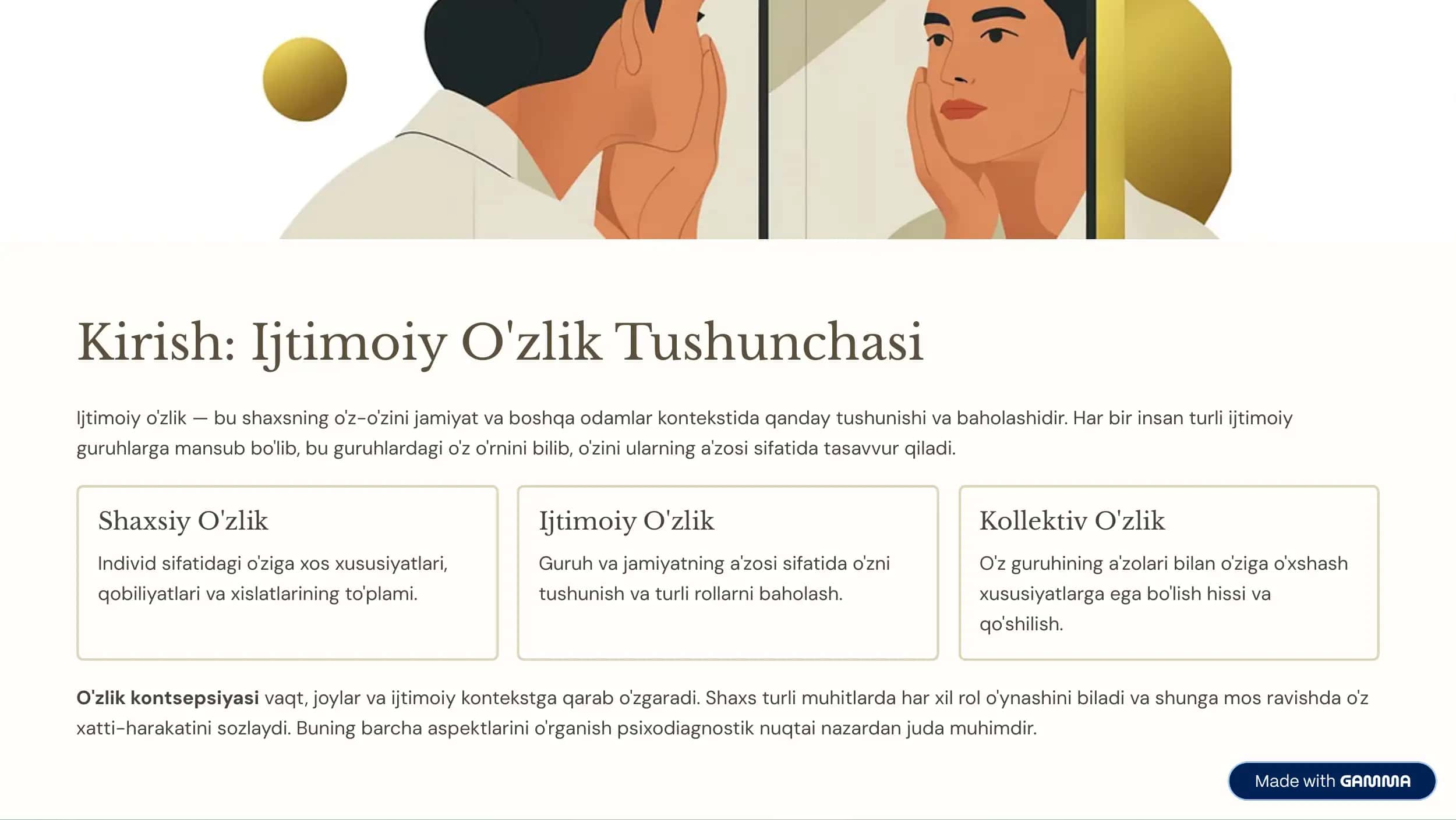 Ijtimoiy Identifikatsiya va Ijtimoiy Rollarni Psixodiagnostika 2