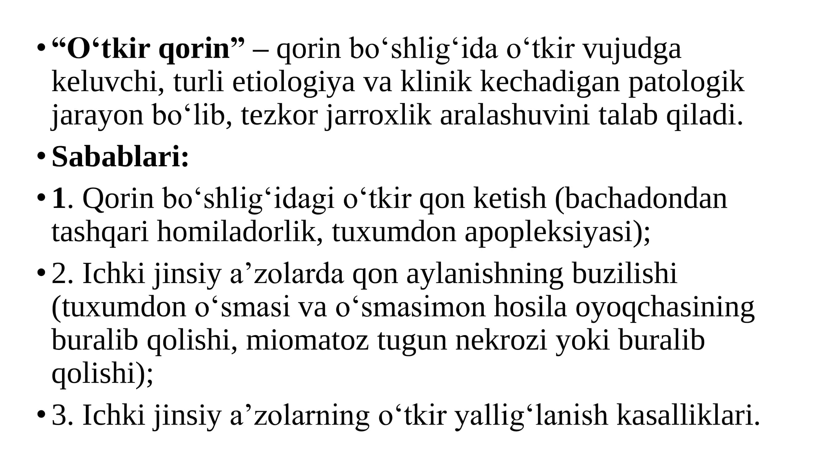 ginekalogiyada otkir qorin bachadondan tashqari homiladorlik 2