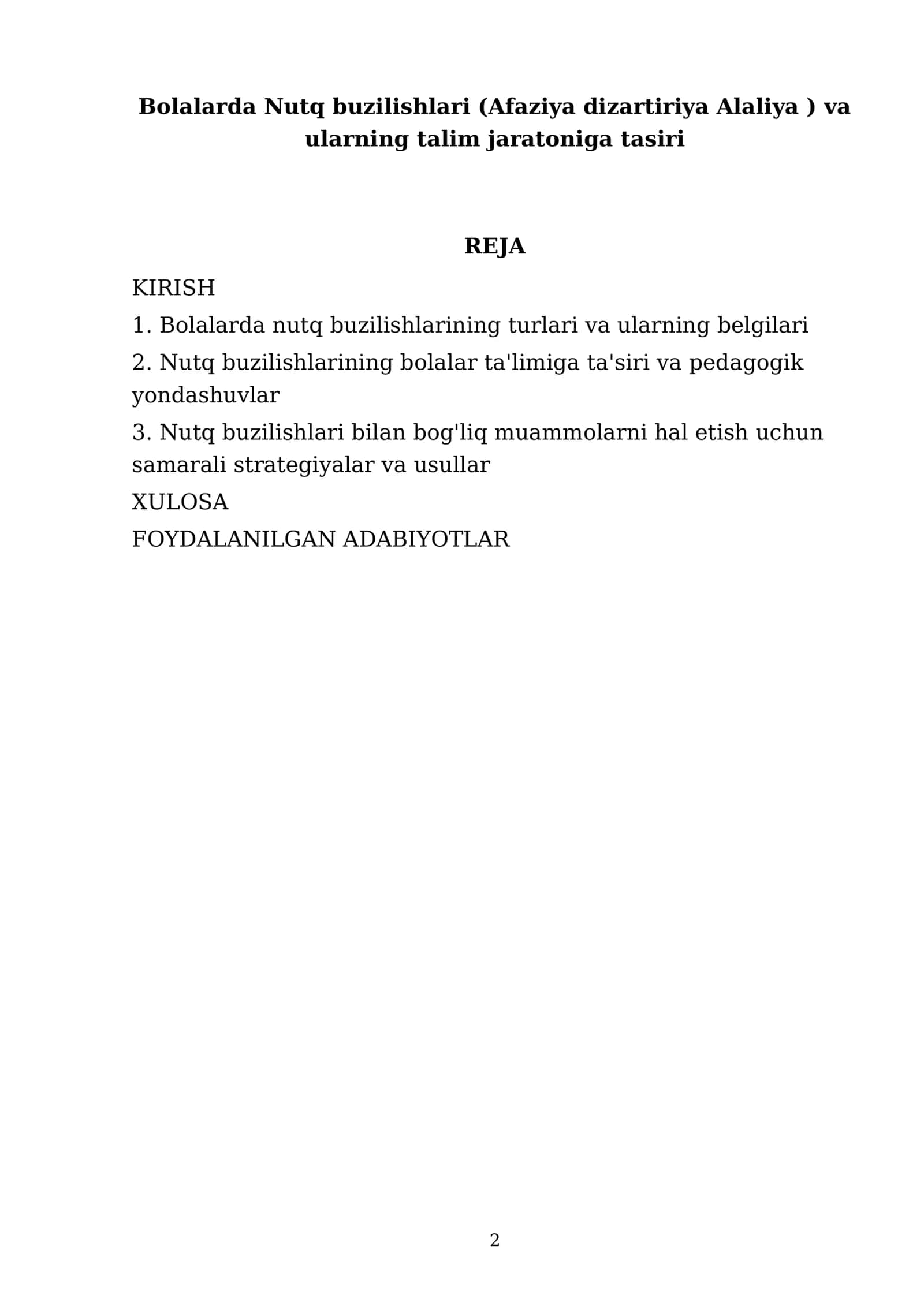 Bolalarda Nutq buzilishlari (Afaziya dizartiriya Alaliya ) va ularning talim jaratoniga tasiri 2