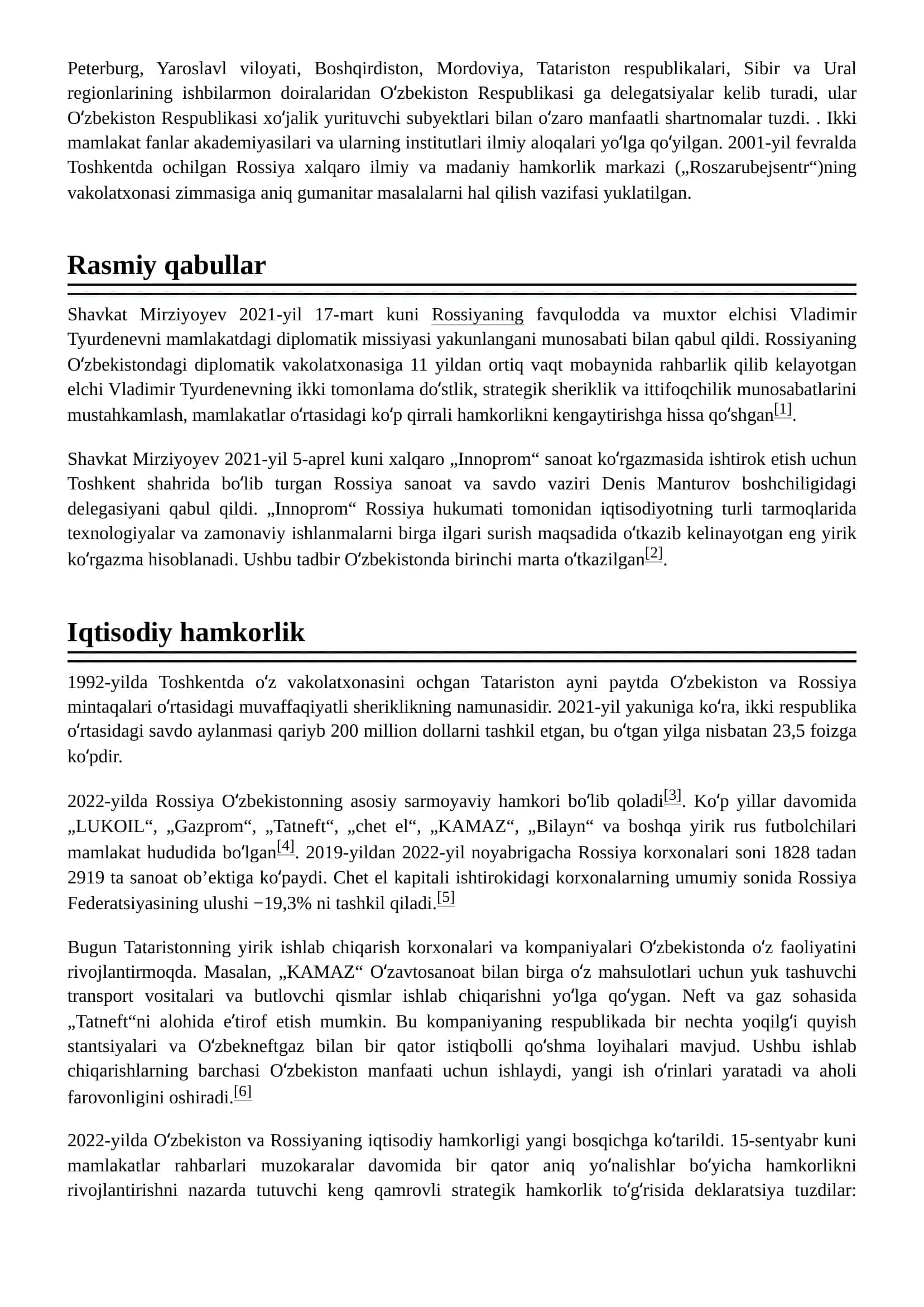 Oʻzbekiston – Rossiya munosabatlari 2