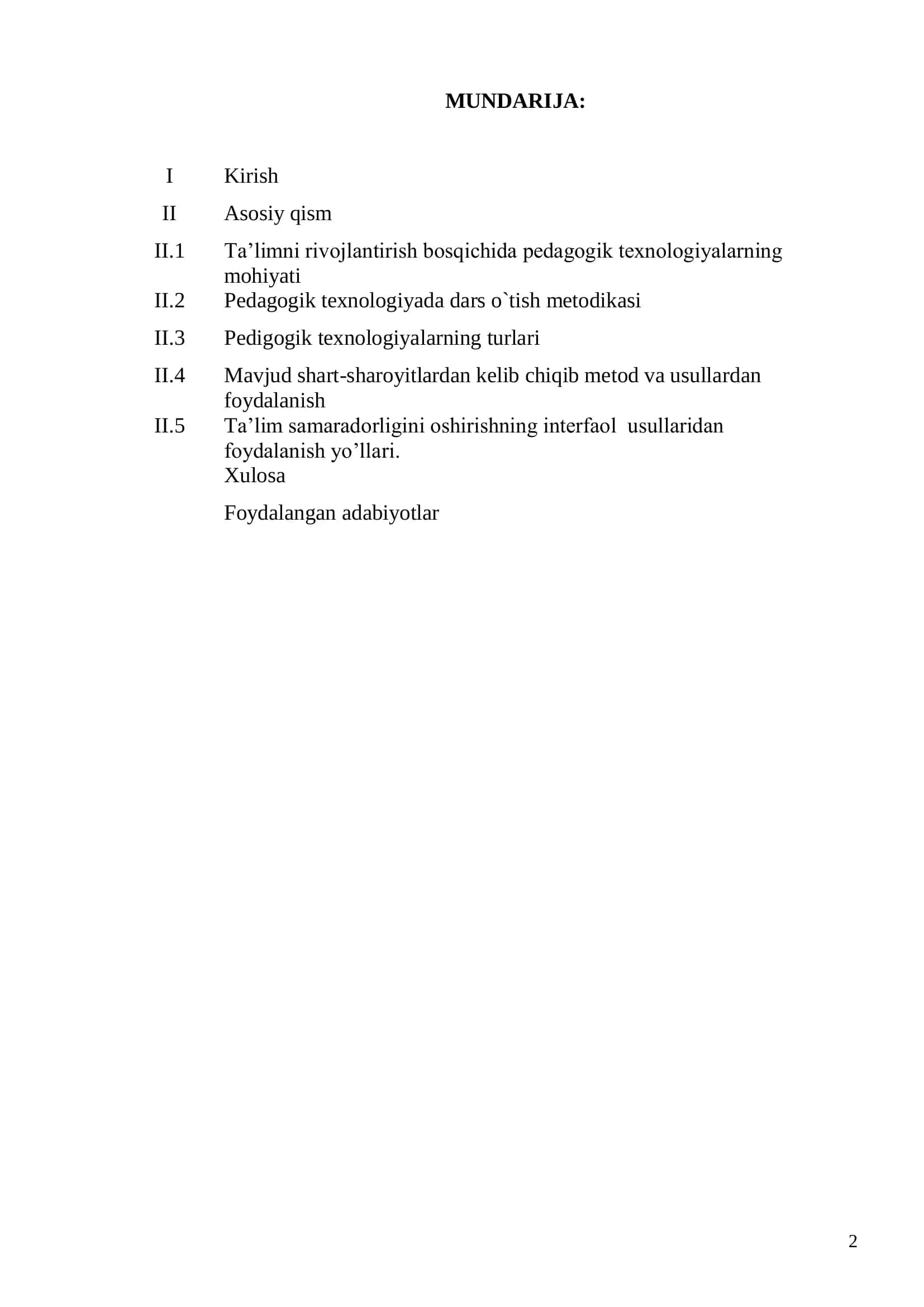 Pedagogika fanlarini o’qitish metodikasi 2