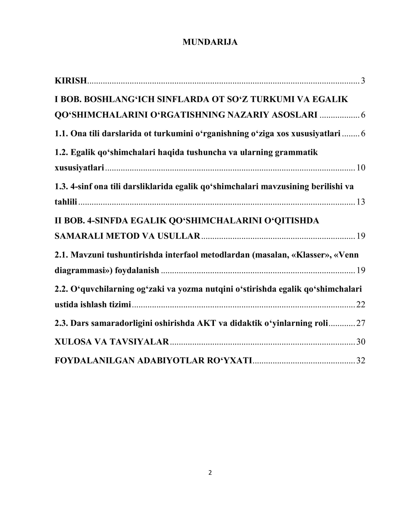 4-sinfda otlarning egalik qo‘shimchalari bilan qo‘llanishi mavzusini o‘rganishda samarali usullardan foydalanish 2