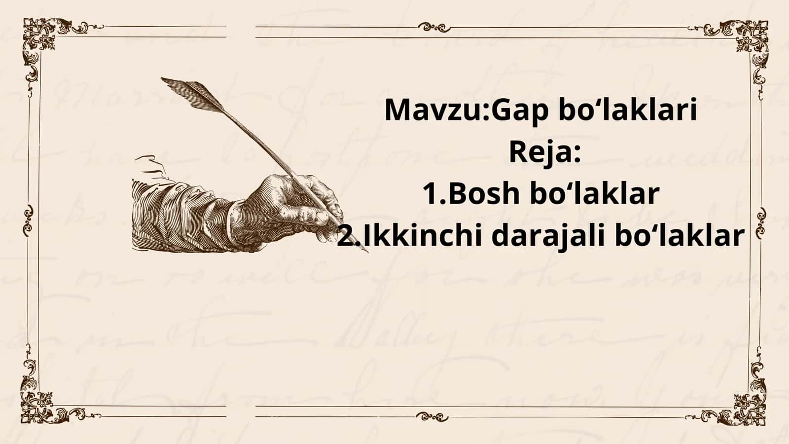 Bosh va ikkinchi darajali boʻlaklar 2