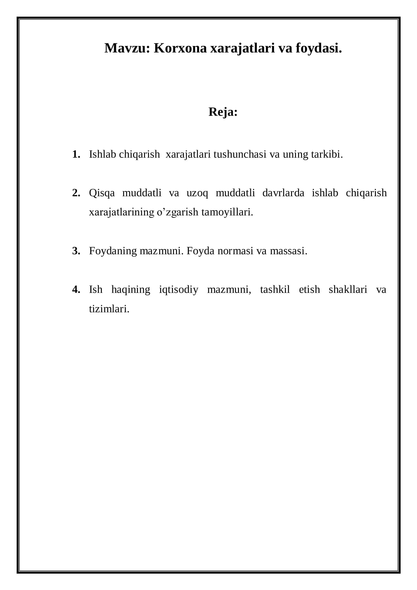 Mehnat ko’rsatkichlari tahlili Referat 2