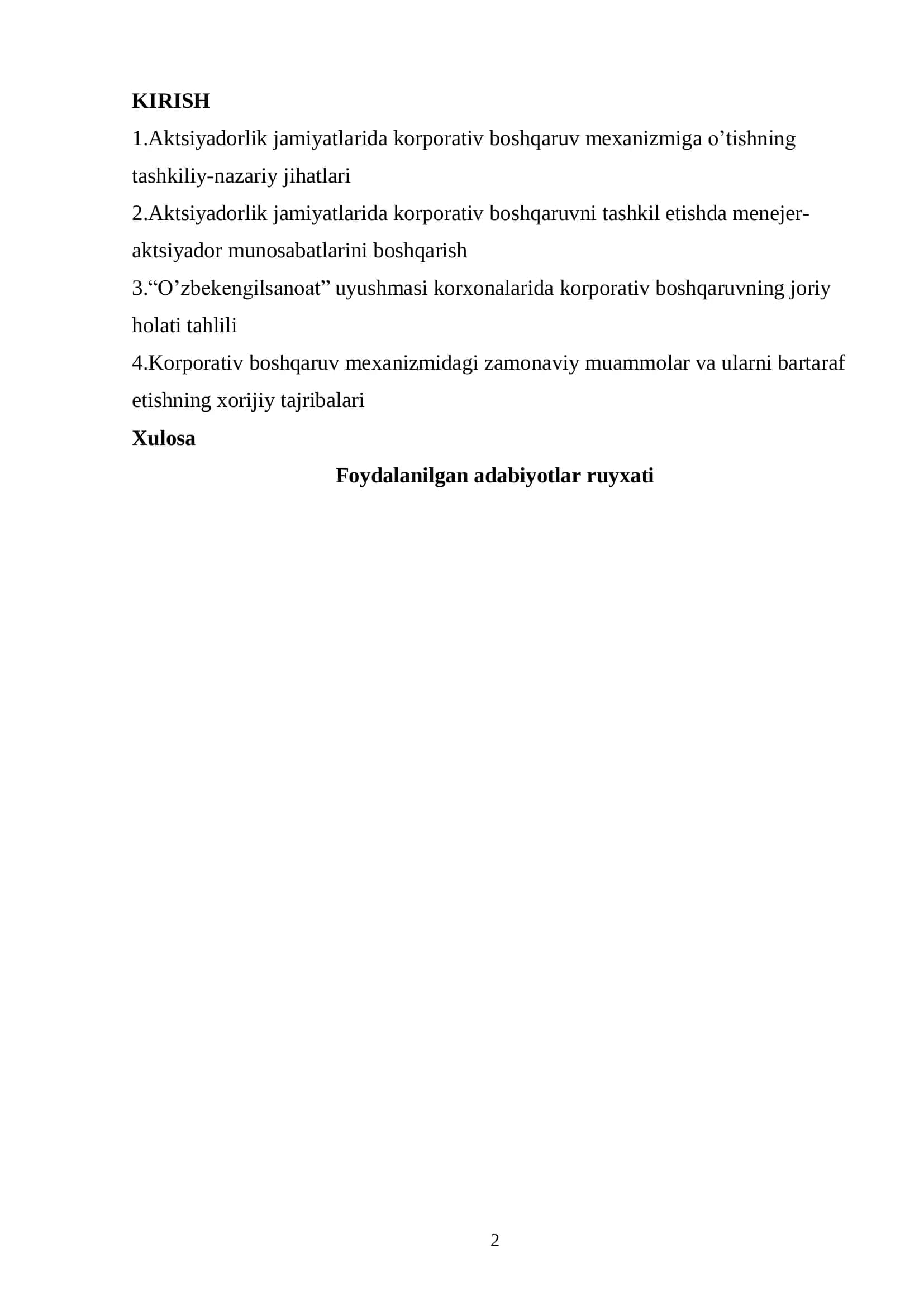 Korporativ boshqaruv mexanizmidagi zamonaviy muammolar va ularni bartaraf etishning xorijiy tajribalari 2