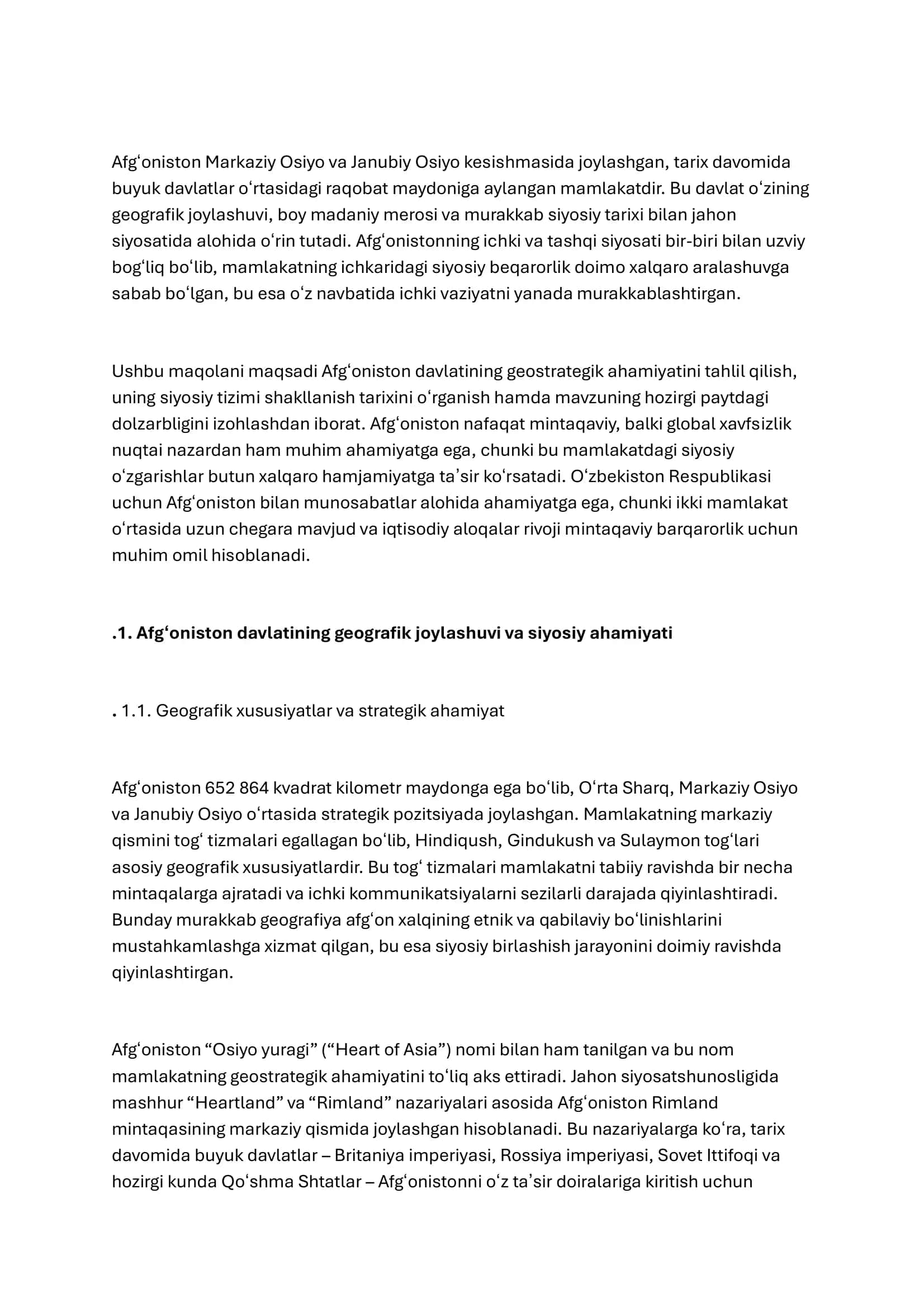 Afgʻoniston ichki va tashqi siyosati 2
