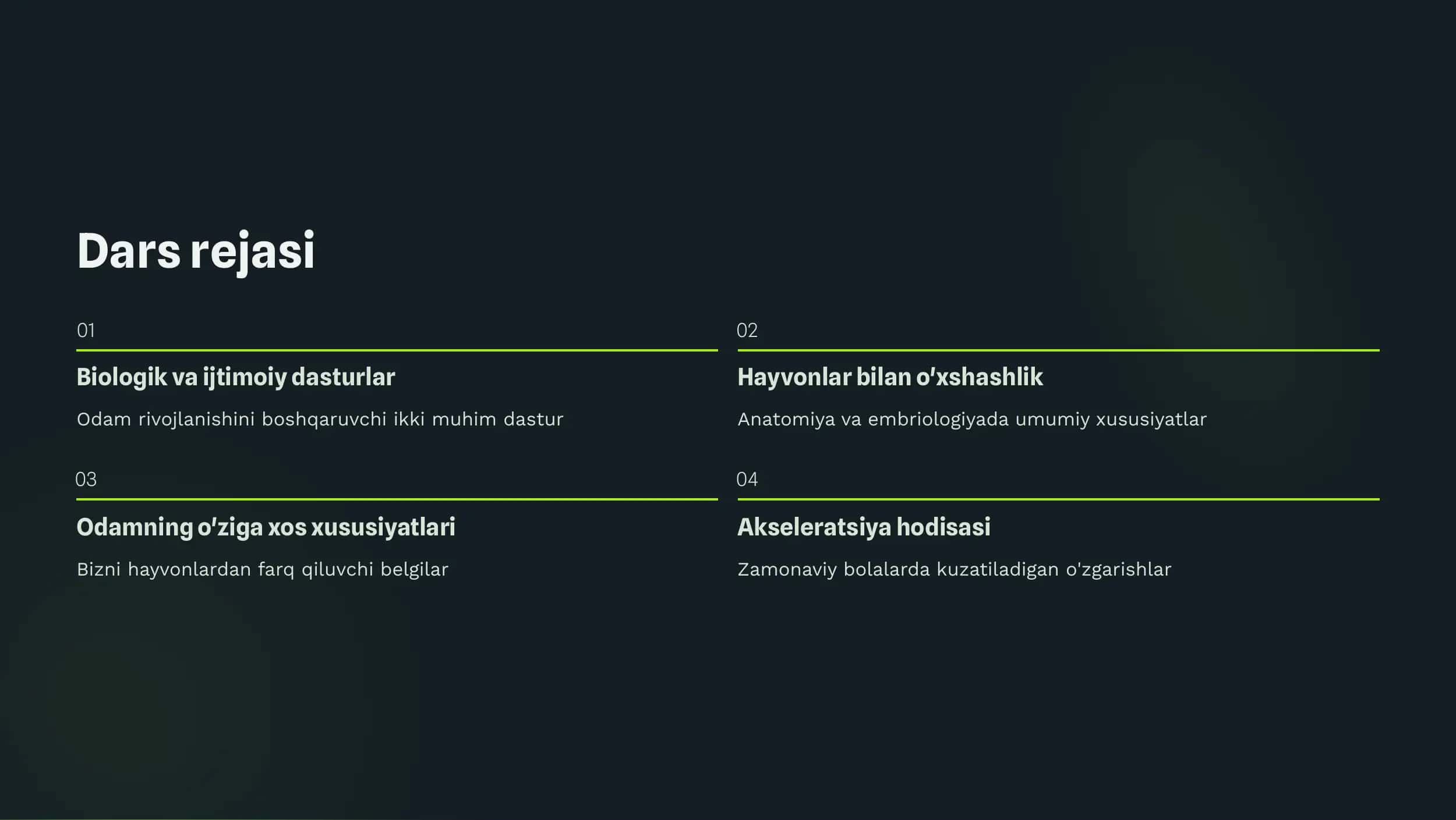 Biologik va ijtimoiy dasturlar haqida tushunchalar va xususiyatlar 2