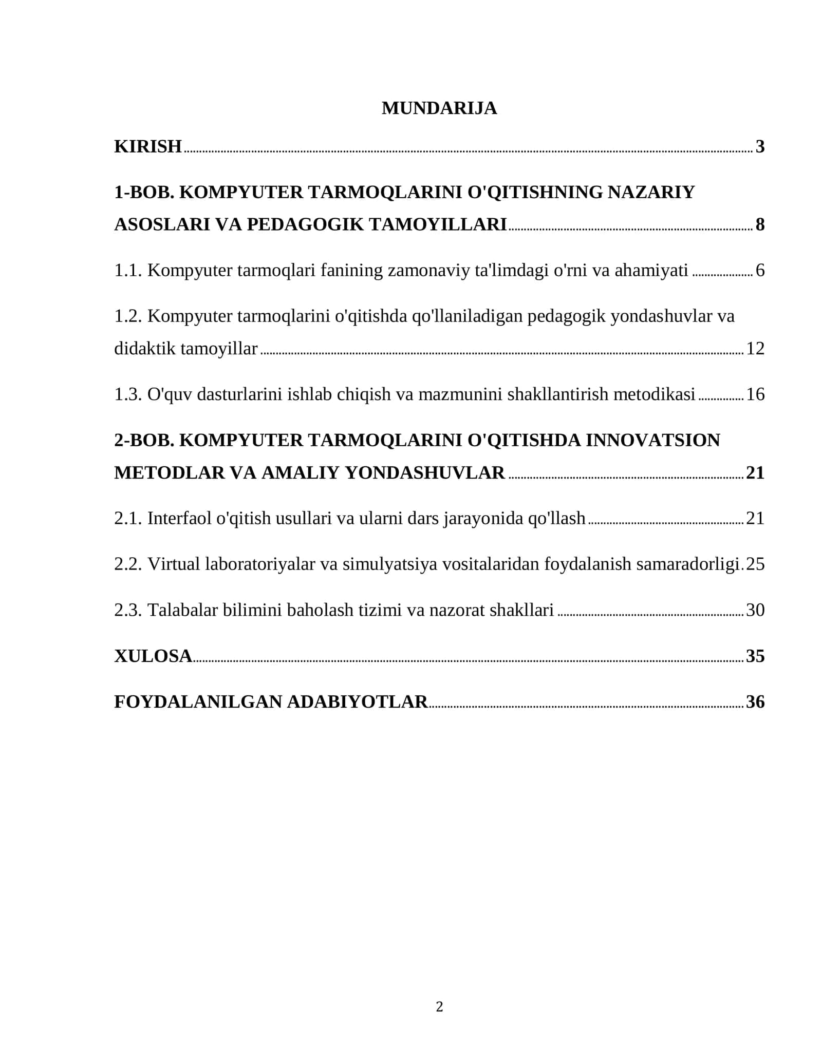 "KOMPYUTER TARMOQLARI MAVZUSINI O'QITISH METODIKASI" 2
