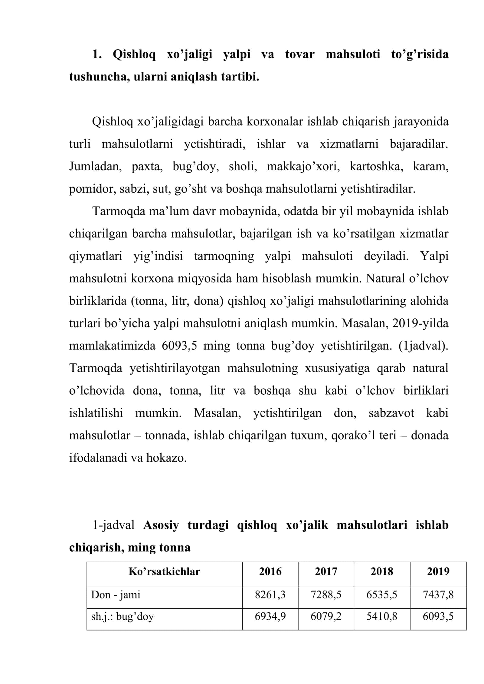Qishloq xo’jaligi yalpi va tovar mahsulotlarini kengaytirilgan takror ishlab chiqarish 2