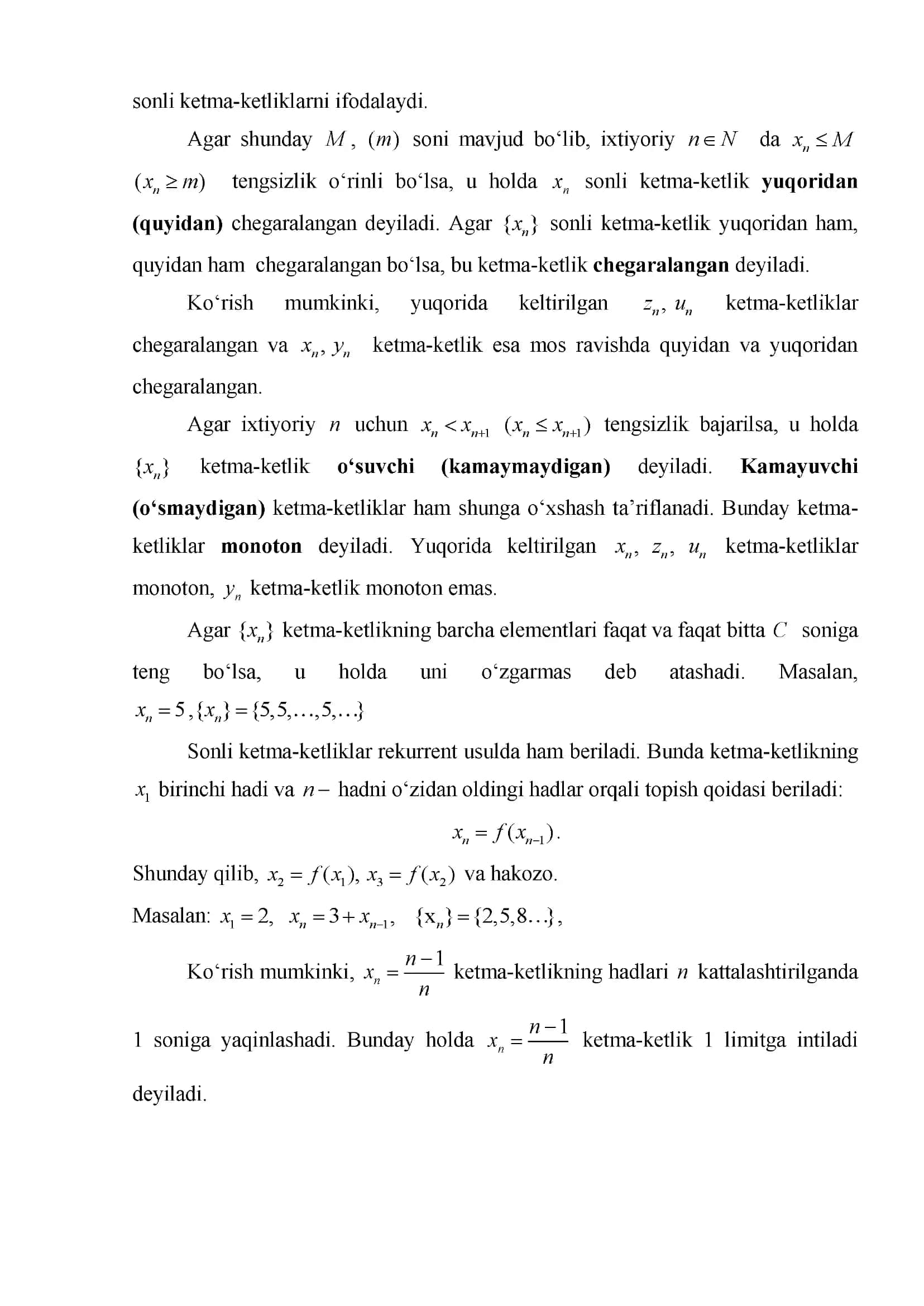 SONLI KETMA-KETLIK. YAQINLASHUVCHI NUQTALAR KETMA -KETLIGI 2