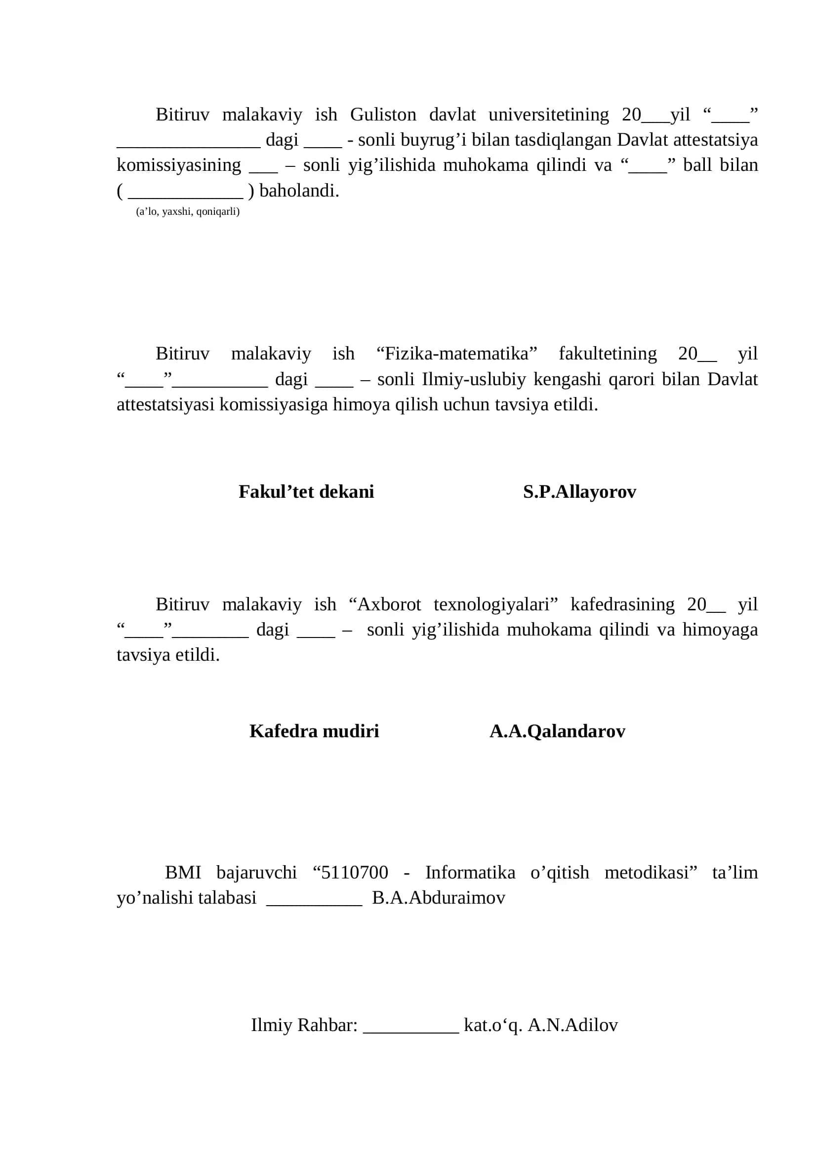 Informatika o‘qitish metodikasi 2