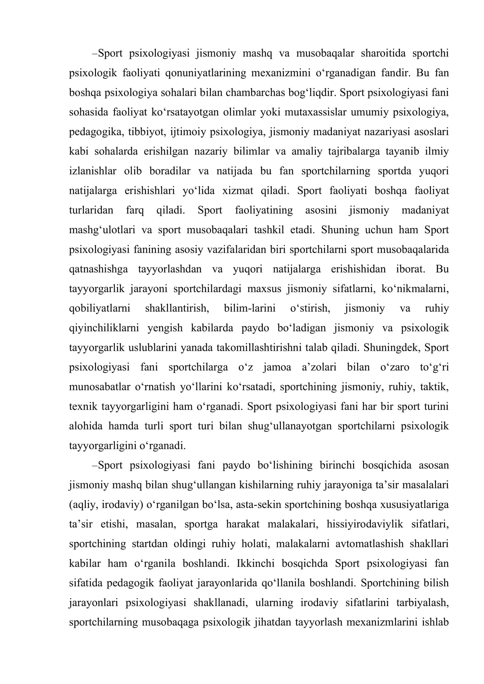 Sport psixologiyasi fanining predmeti, maqsad va vazifalari 2