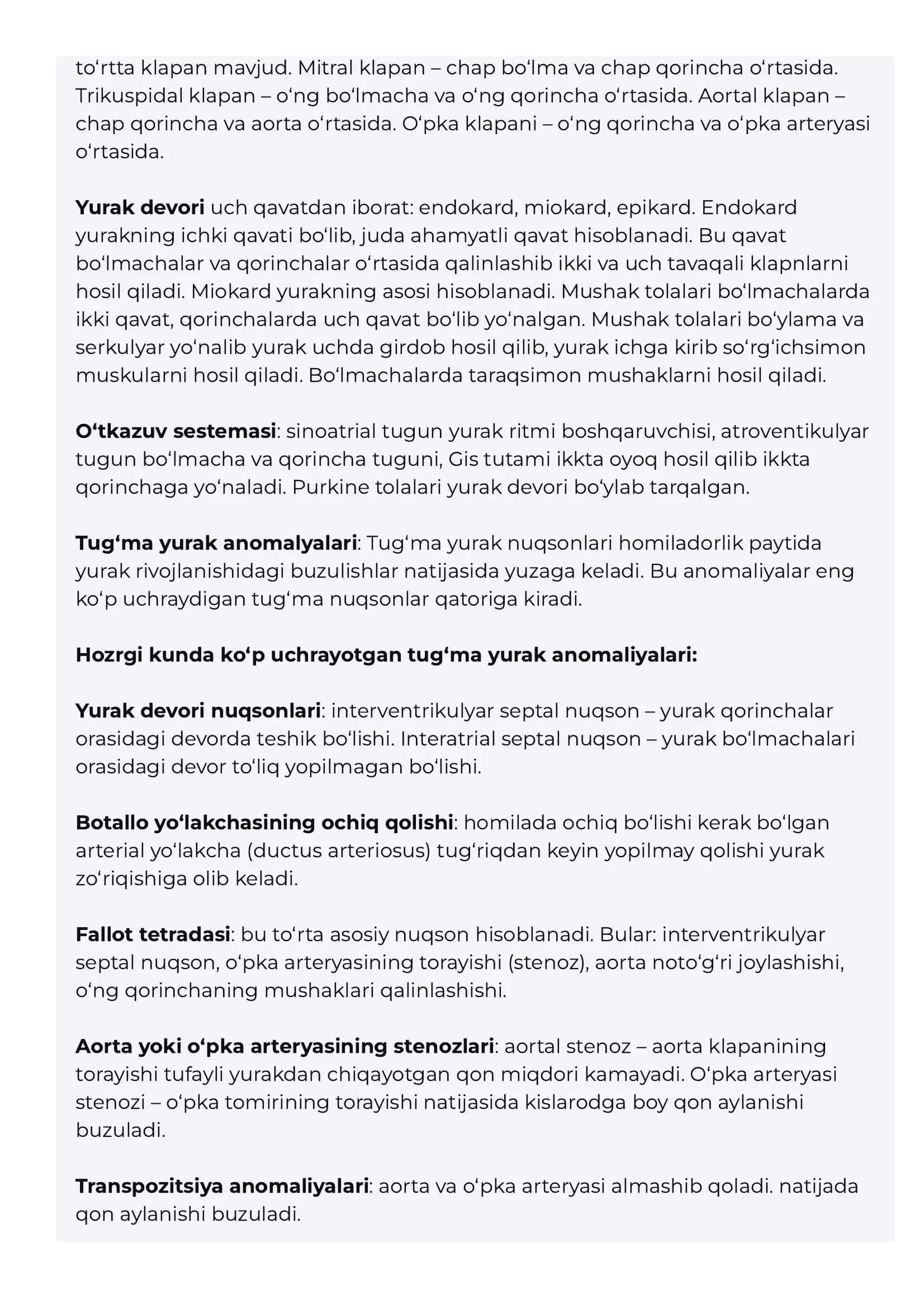 Yurakning tuzulishi va tug'ma anomaliyalari 2