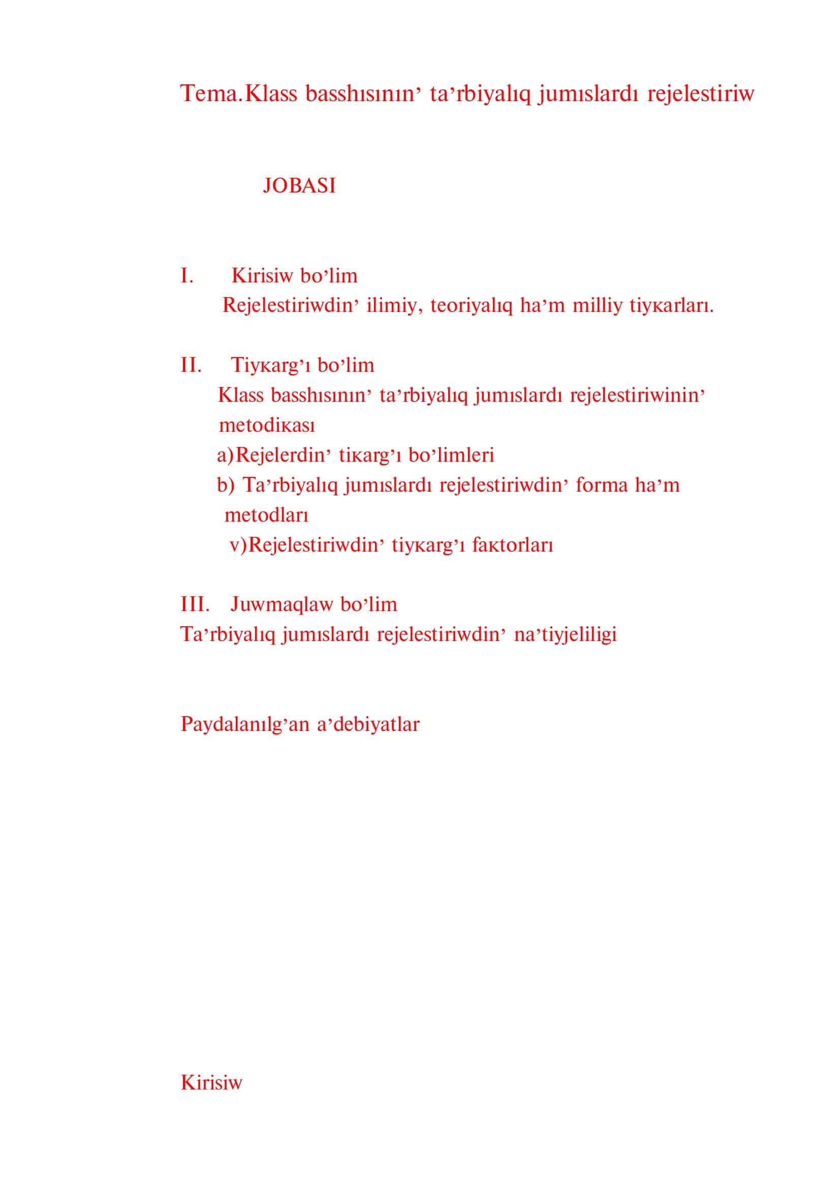 Baslawısh ta`lim metodikası 2