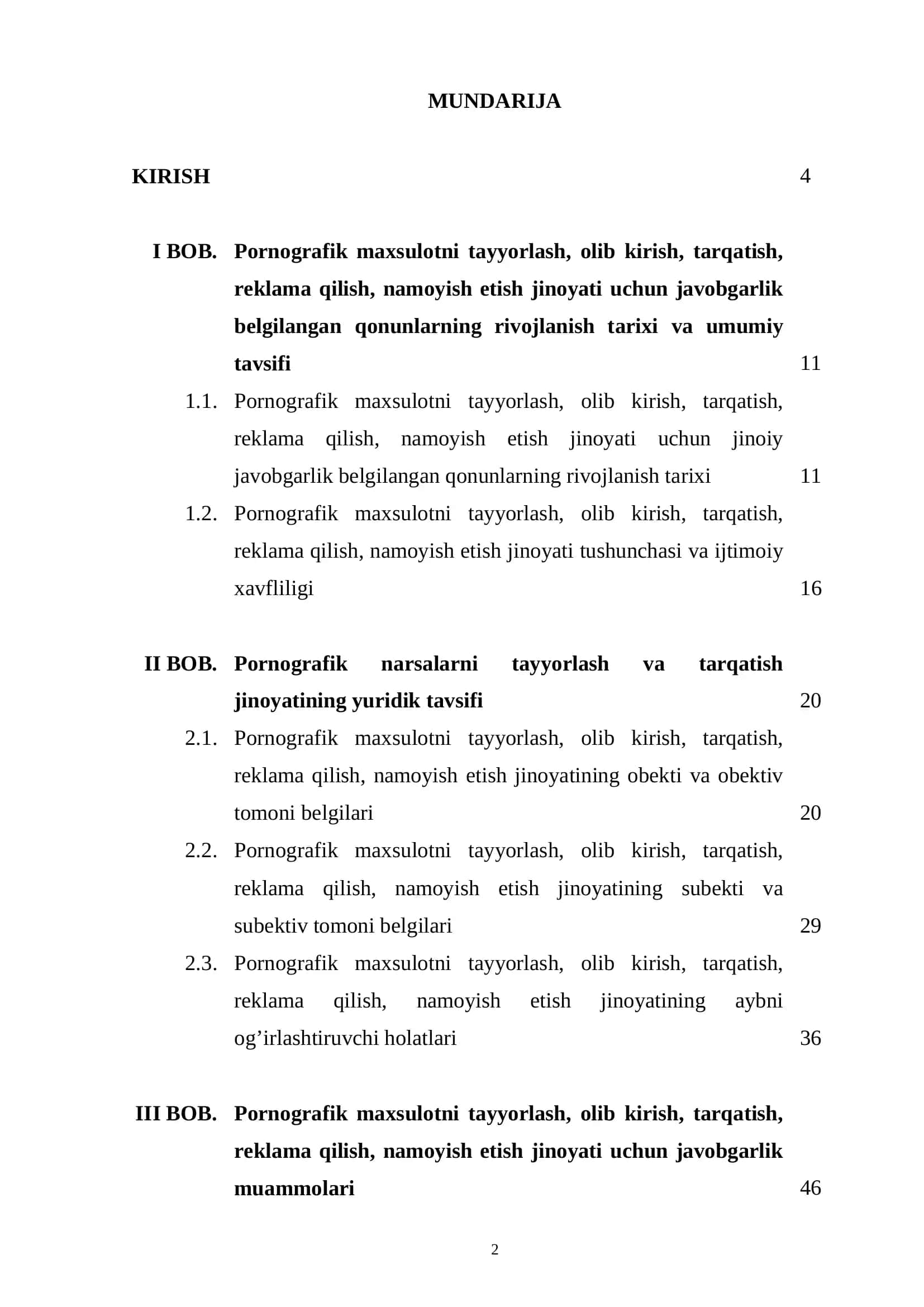 Pornografik narsalarni tayyorlash va tarqatish jinoyati uchun javobgarlik masalalari 2