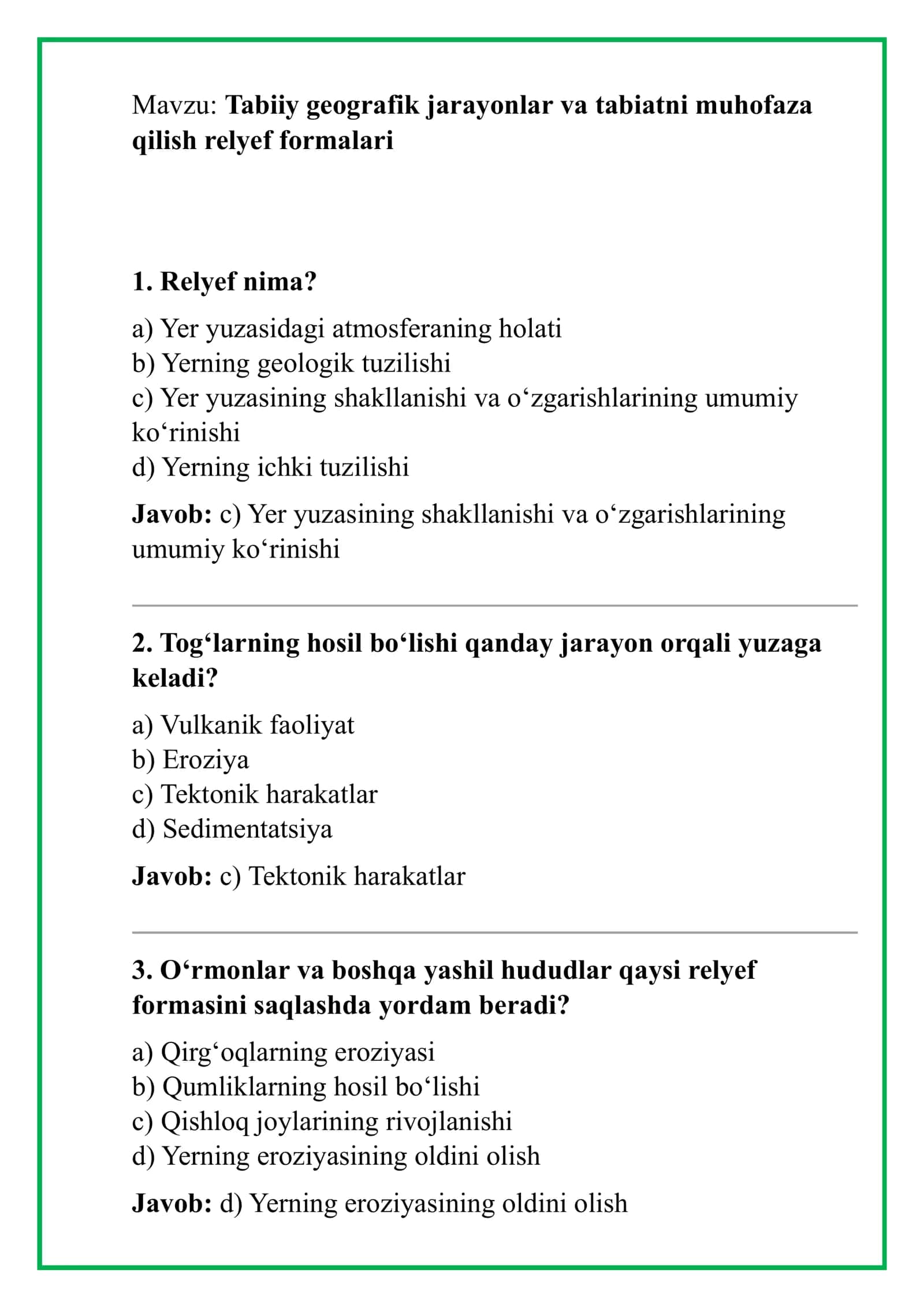 Global geografik jarayonlar 2