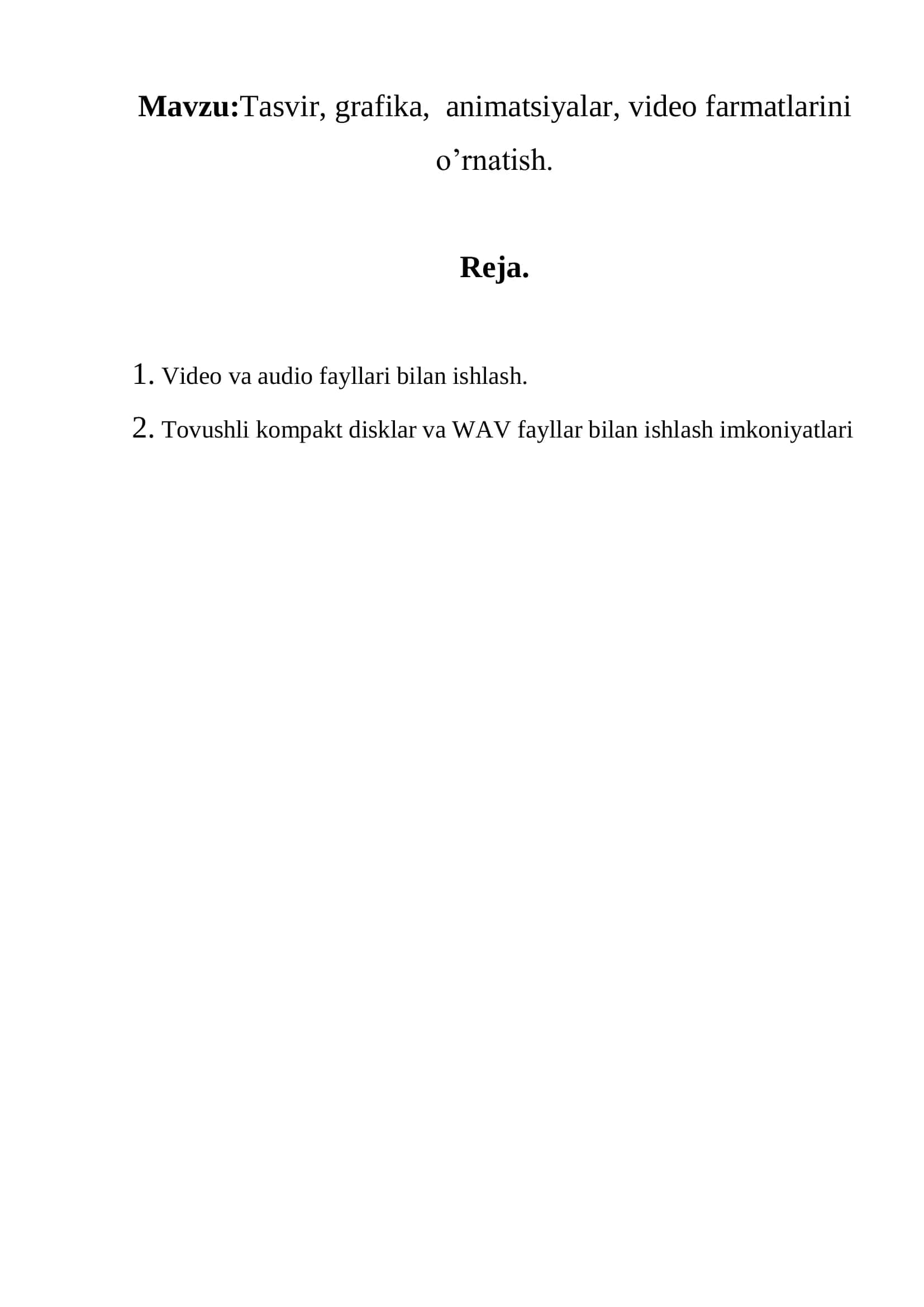 Multimedia tizimlari 2