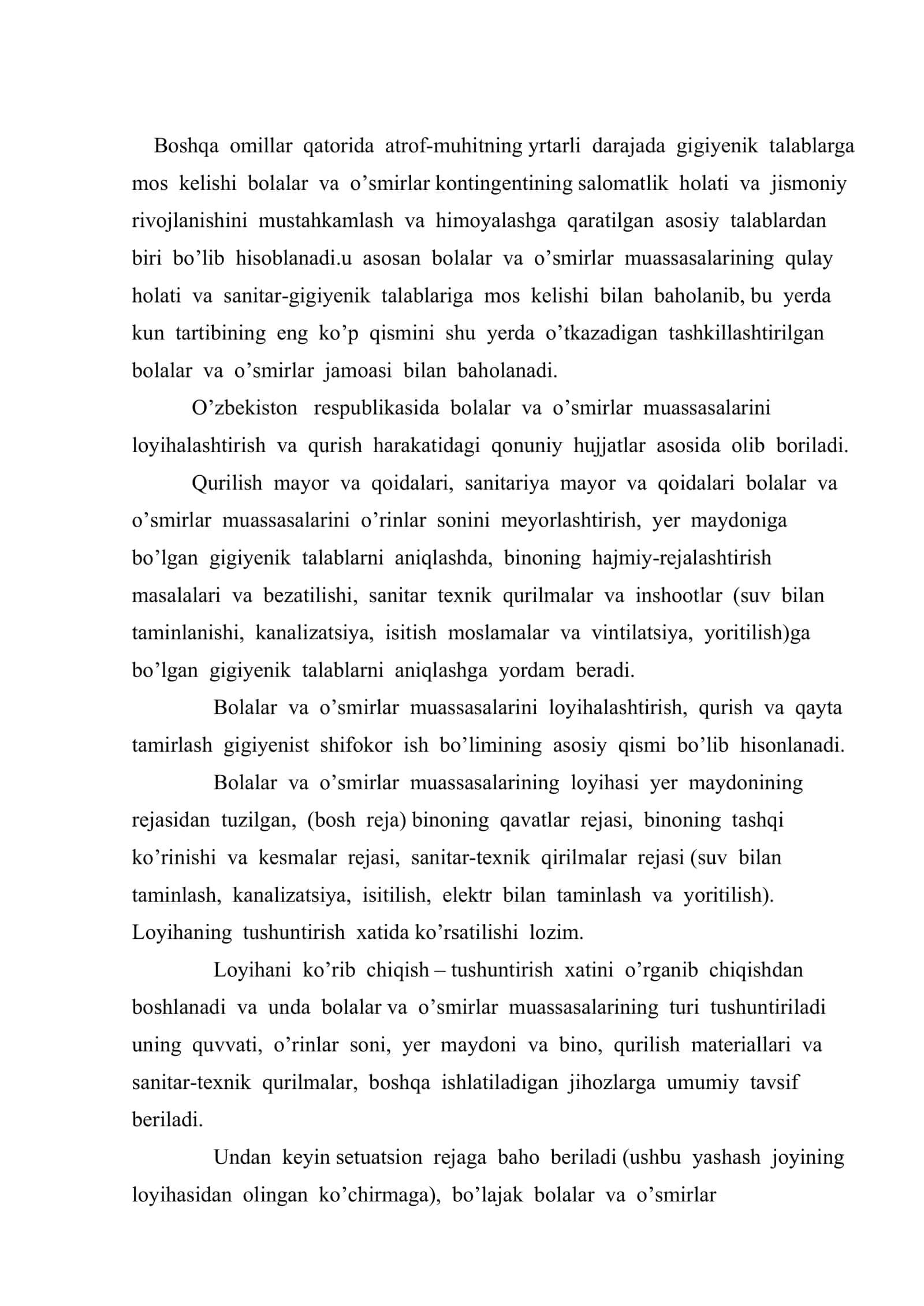 Maktabgacha ta’lim muassasalarining binosi va yer maydoniga qo’yiladigan gigiyenik talablar 2